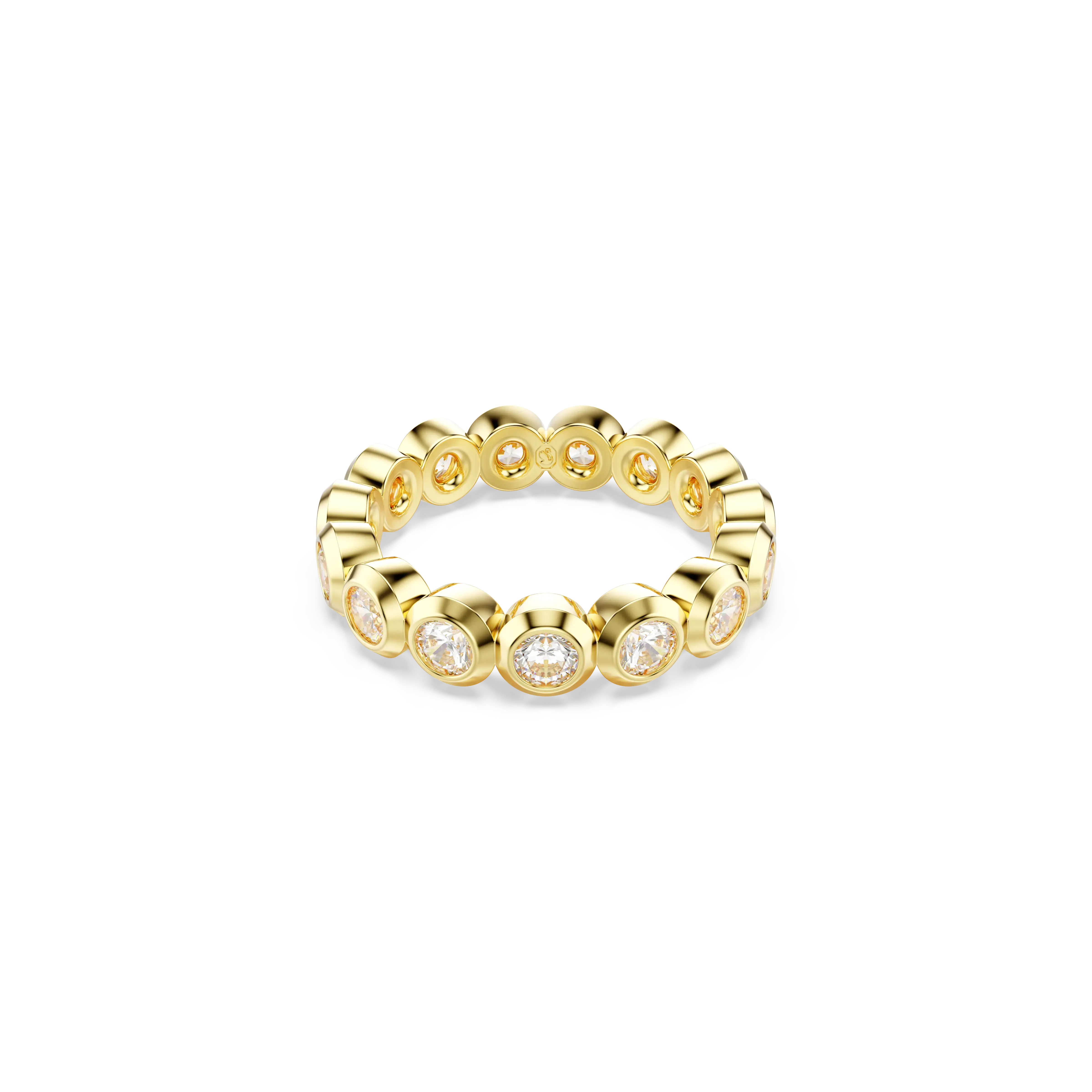 Imber ring Round cut/White/Gold-tone plated