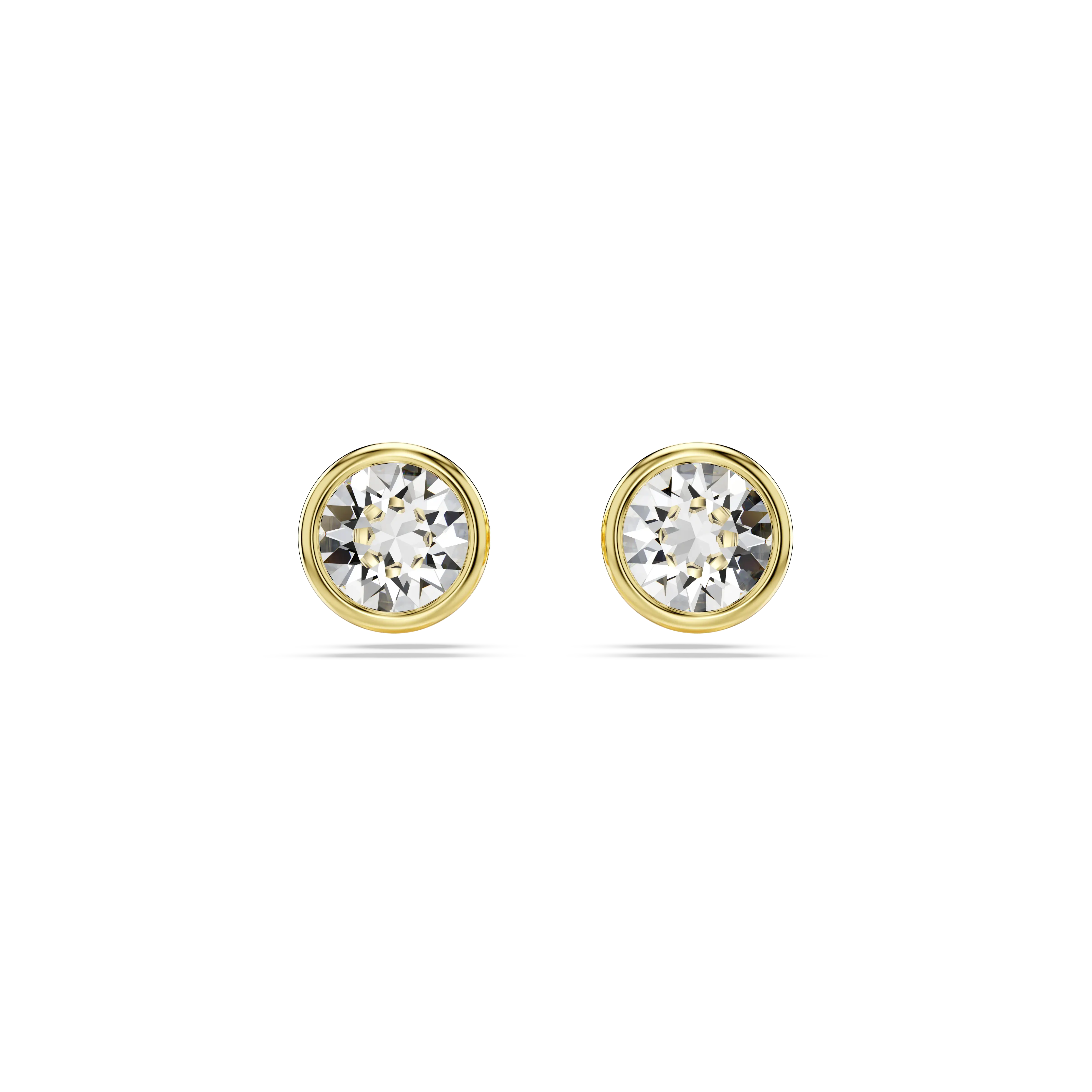 Imber stud earrings Round cut/White/Gold-tone plated