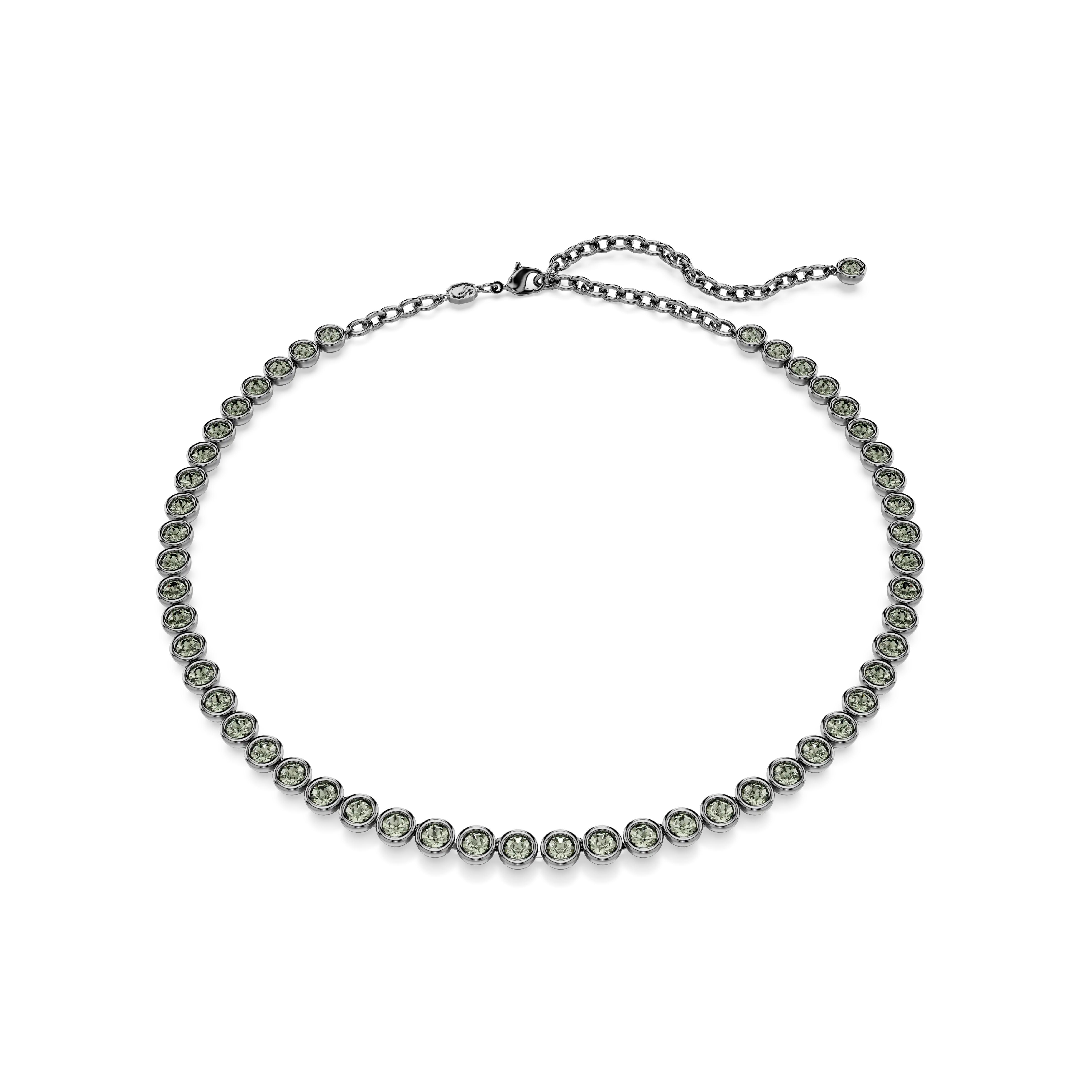 Imber Tennis necklace Round cut/Gray/Ruthenium plated