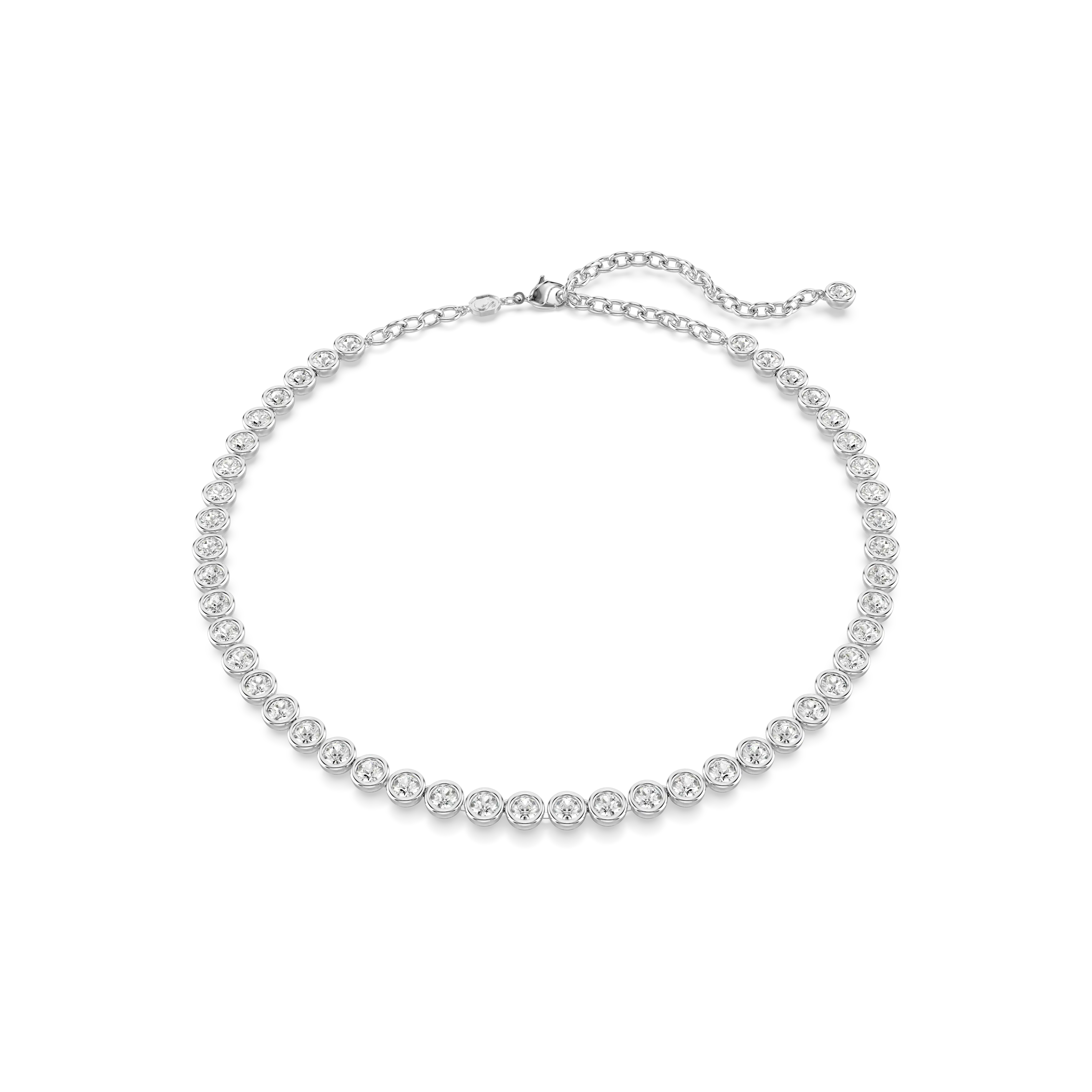 Imber Tennis necklace Round cut/White/Rhodium plated