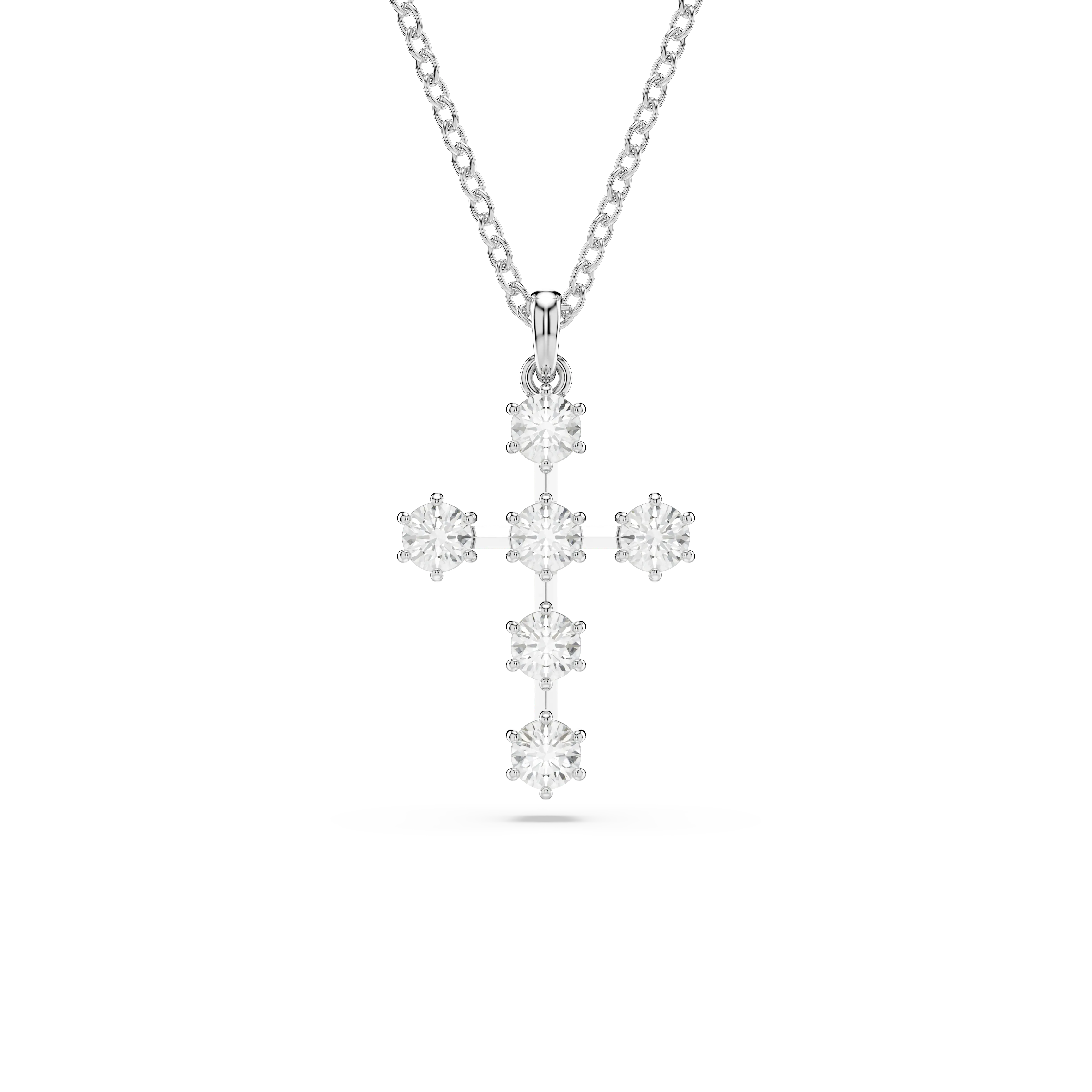 Insigne pendant Round cut/Cross/White/Rhodium plated