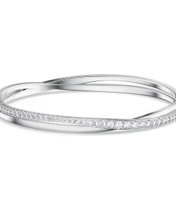 Twist bangle White/Rhodium plated