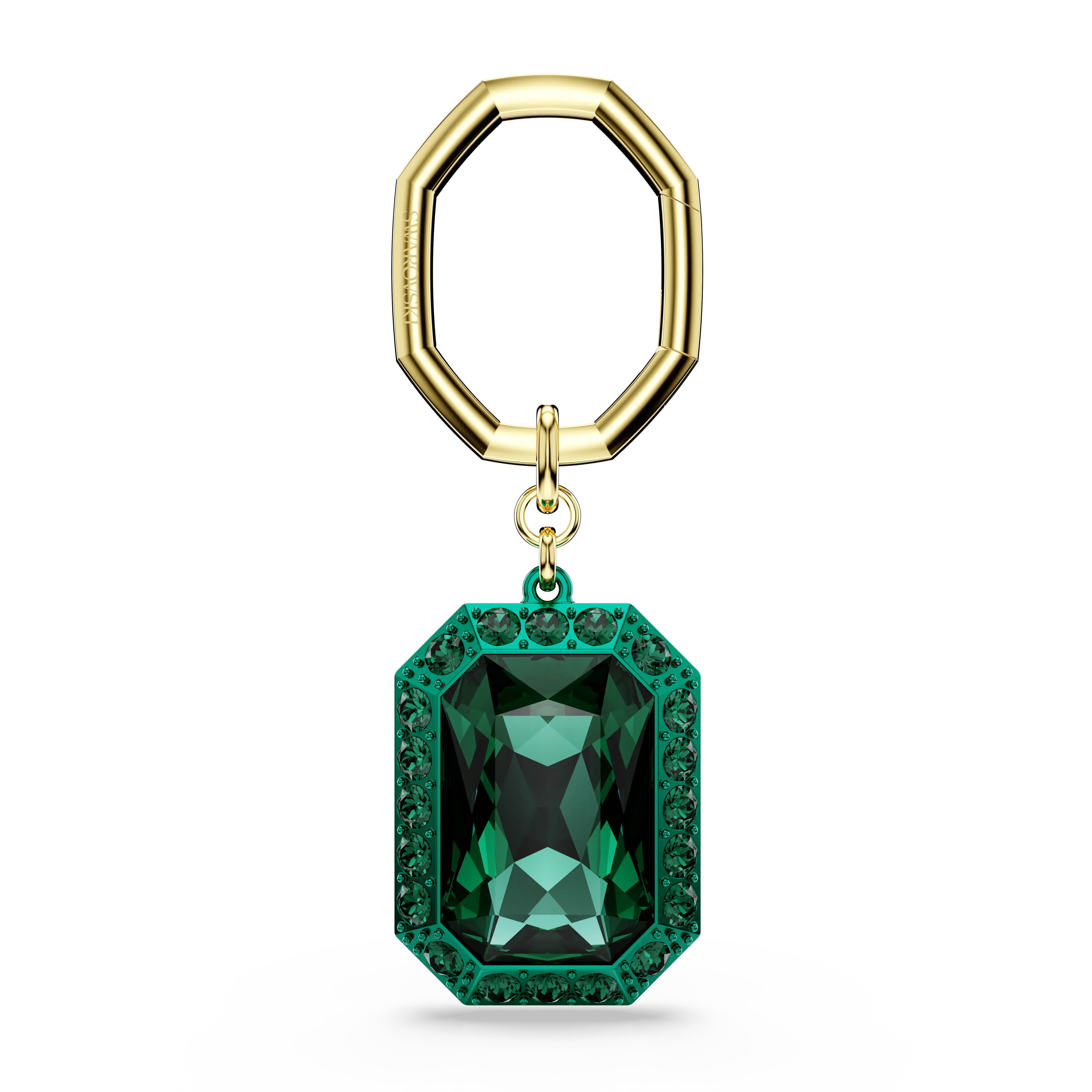 Key ring Octagon cut/Green/Mixed metal finish