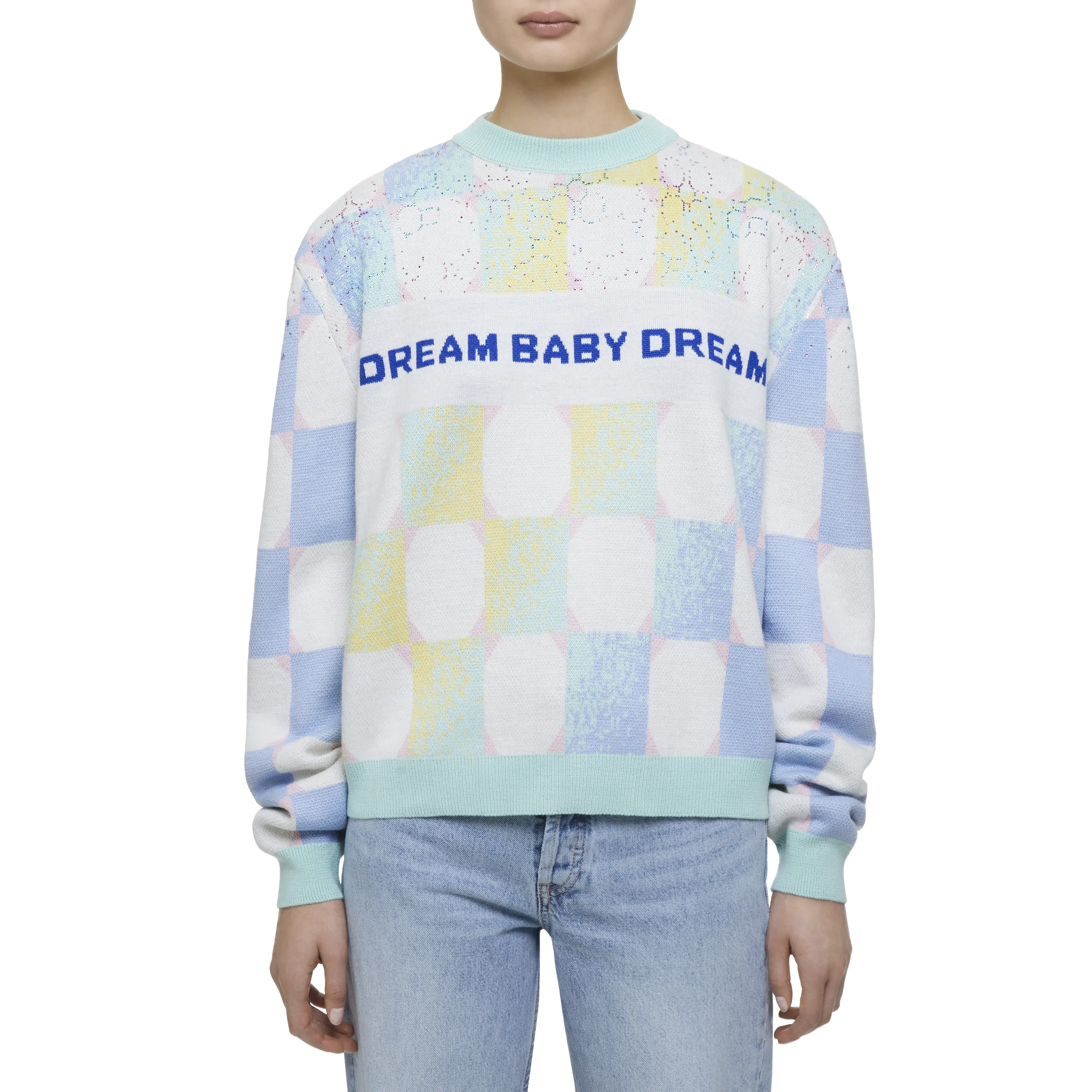 Liberal Youth Ministry Gradient checker sweater/Blue