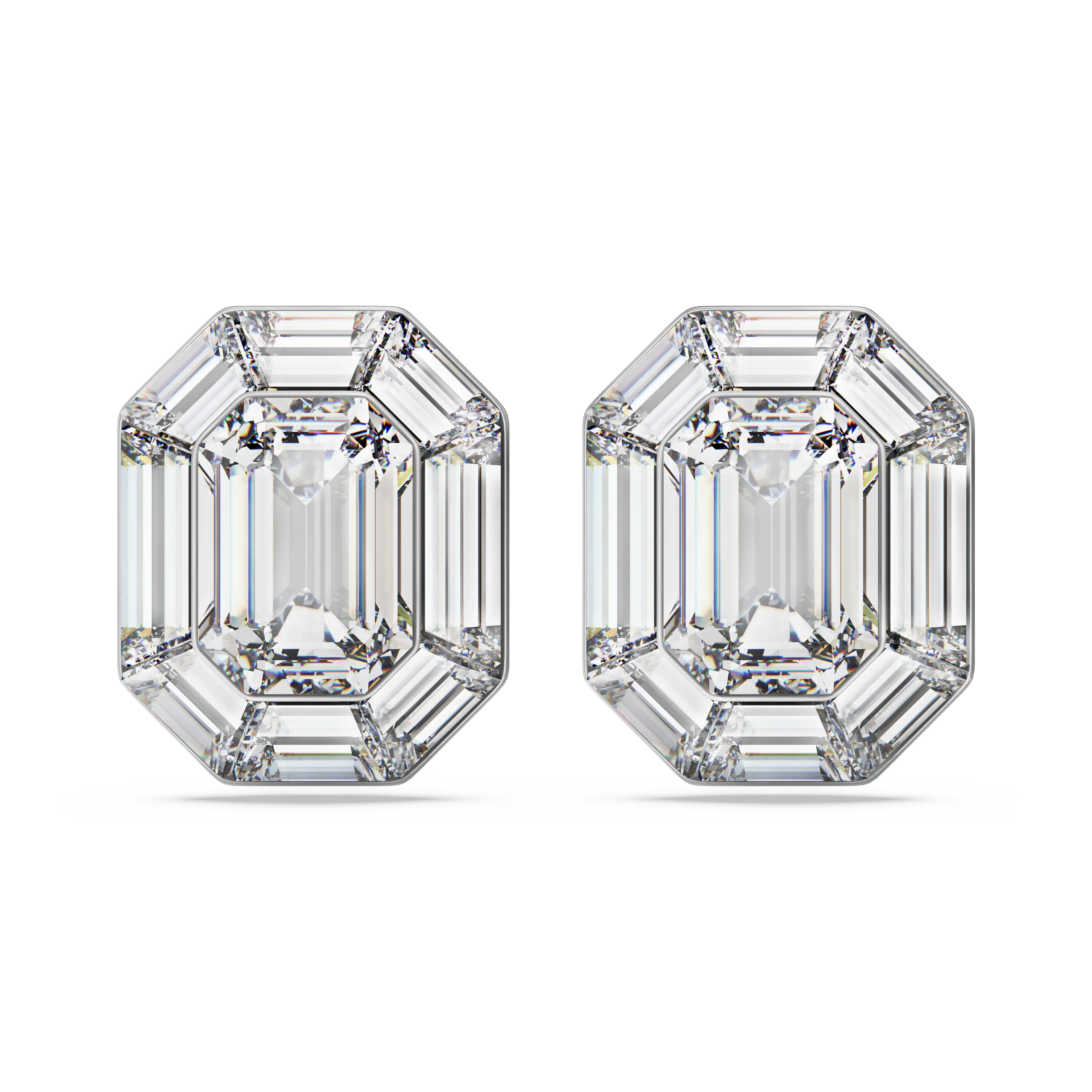 Lucent clip earrings Octagon cut/White
