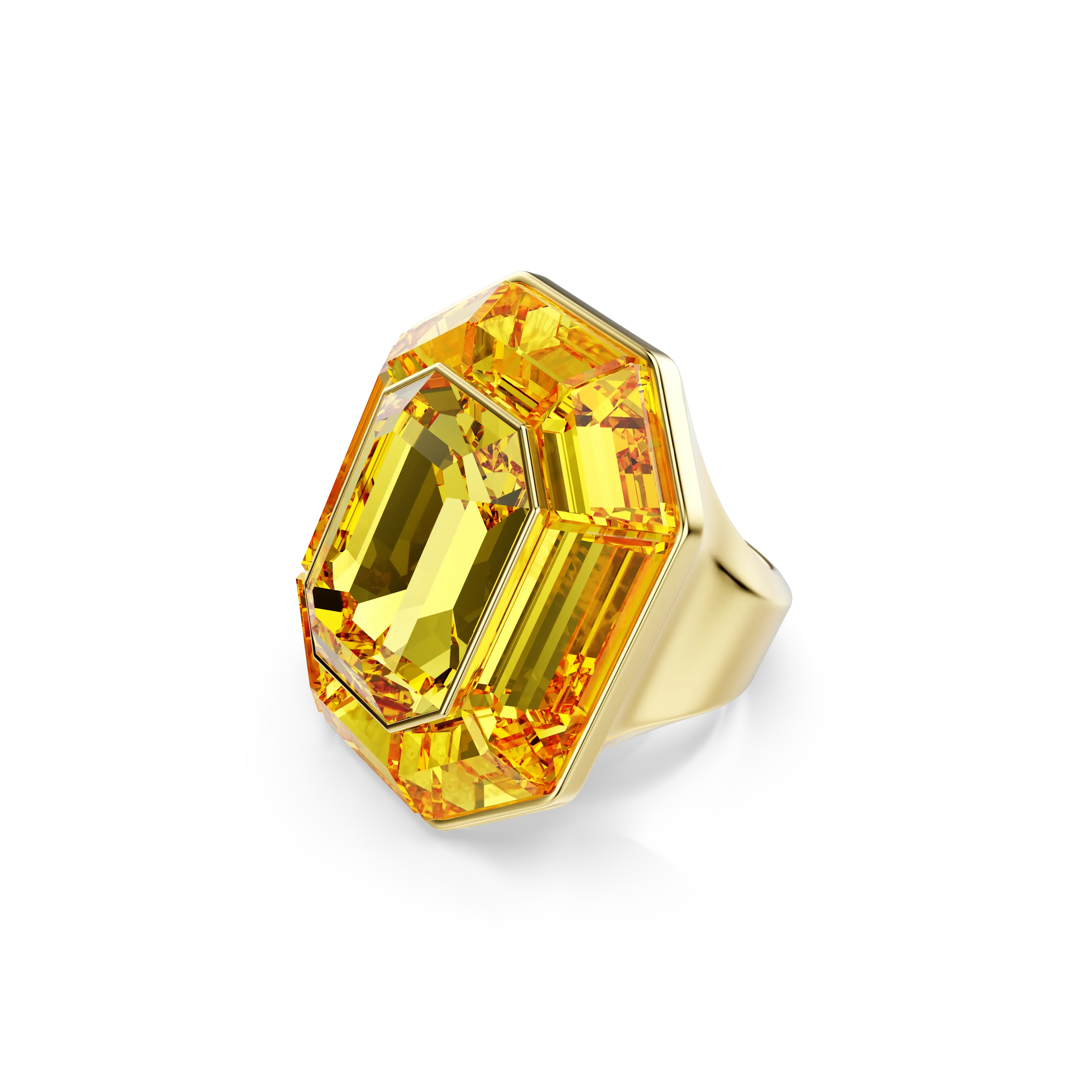 Lucent cocktail ring Octagon shape/Yellow/Gold-tone plated