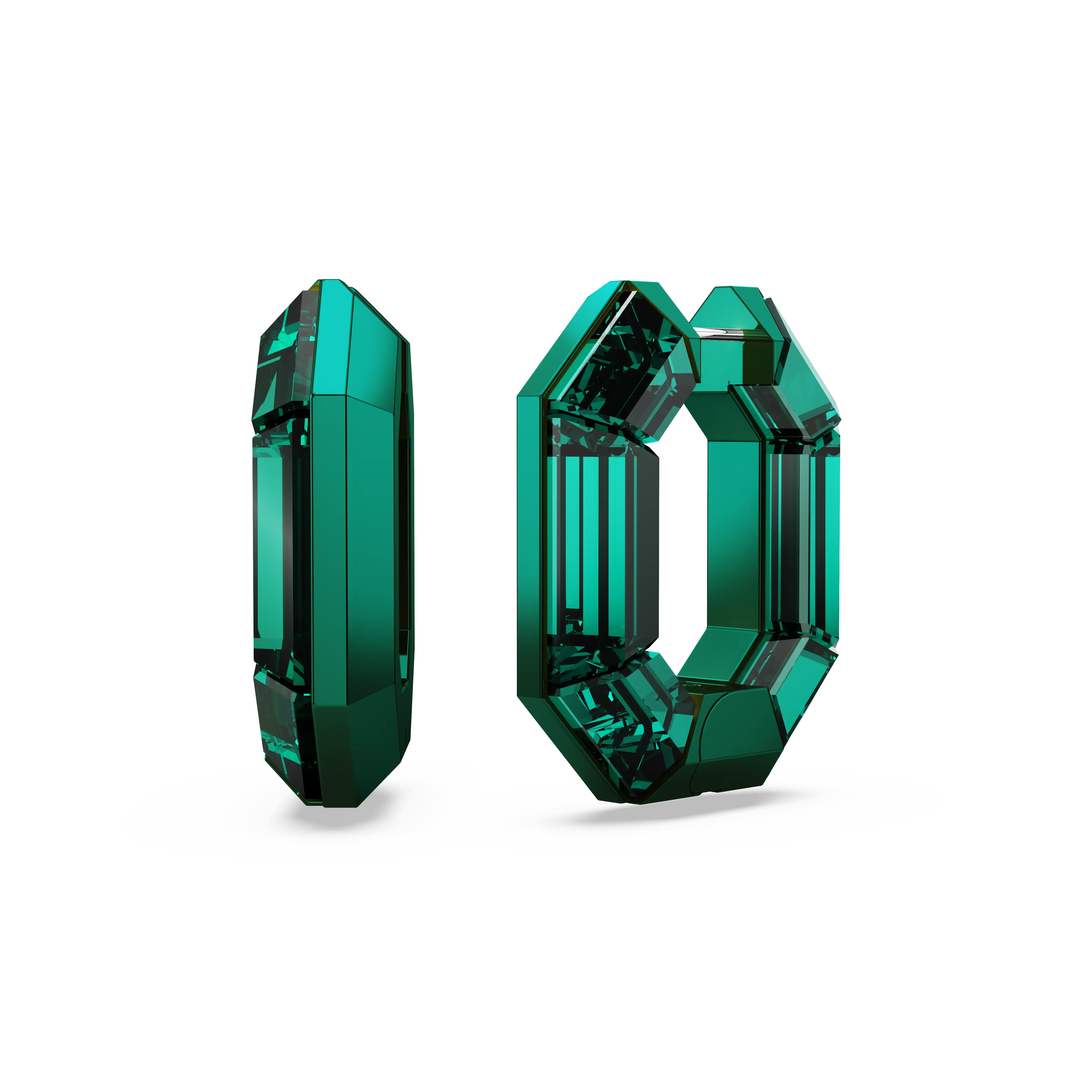 Lucent hoop earrings Octagon shape/Small/Green