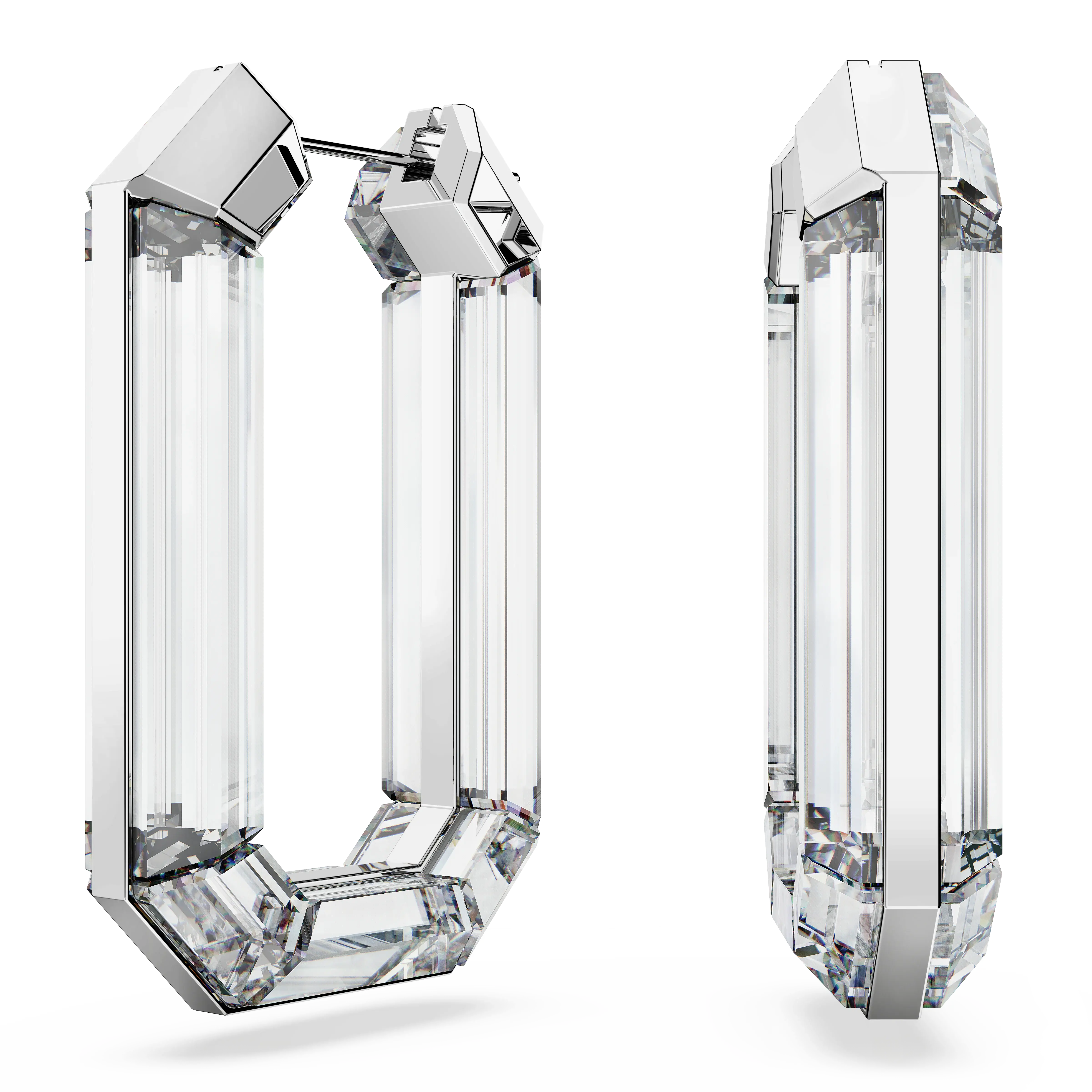 Lucent hoop earrings Statement/Octagon shape/White