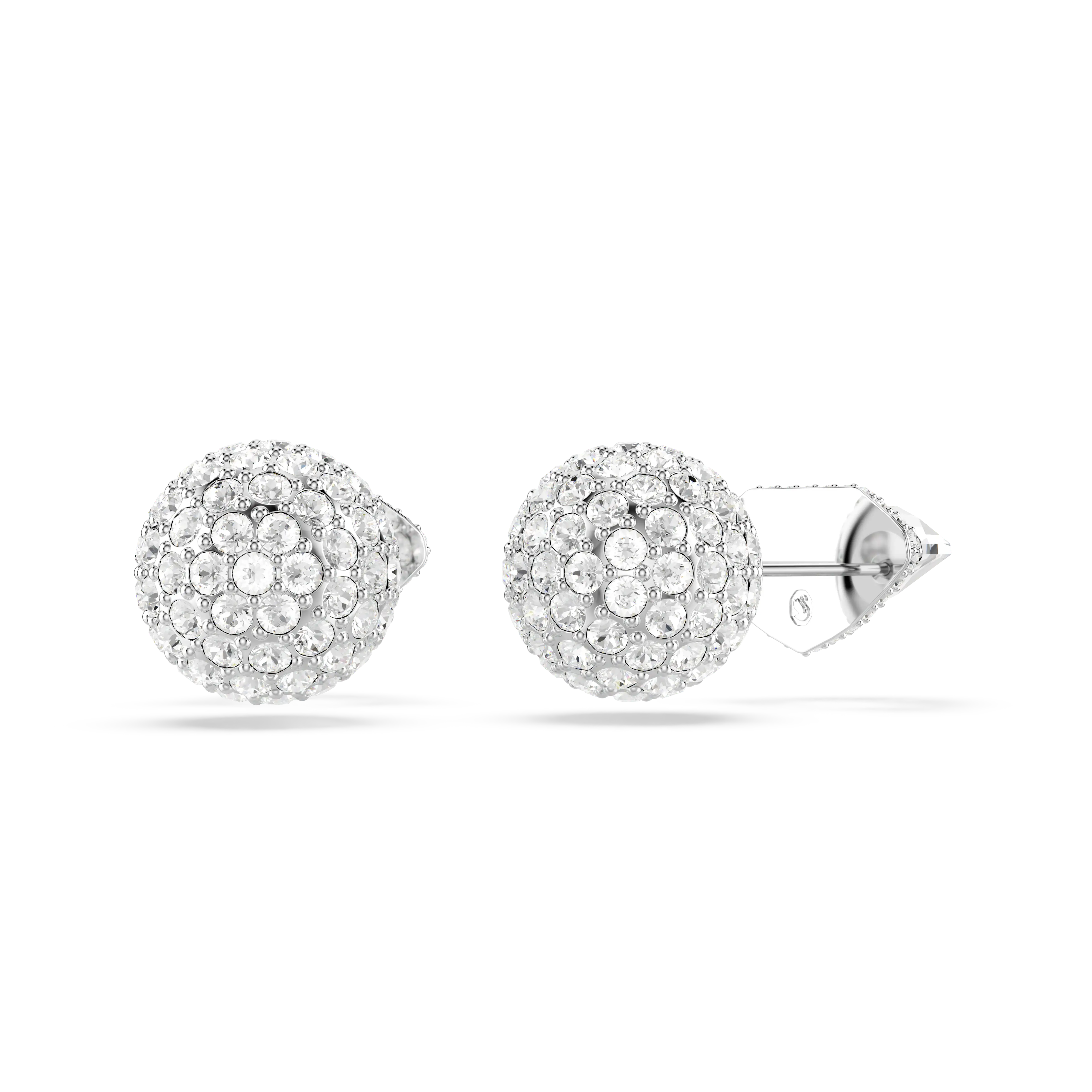 lucent-stud-earrings-pavC3A9-ball-white-rhodium-plated-swarovski-5686483-3.webp