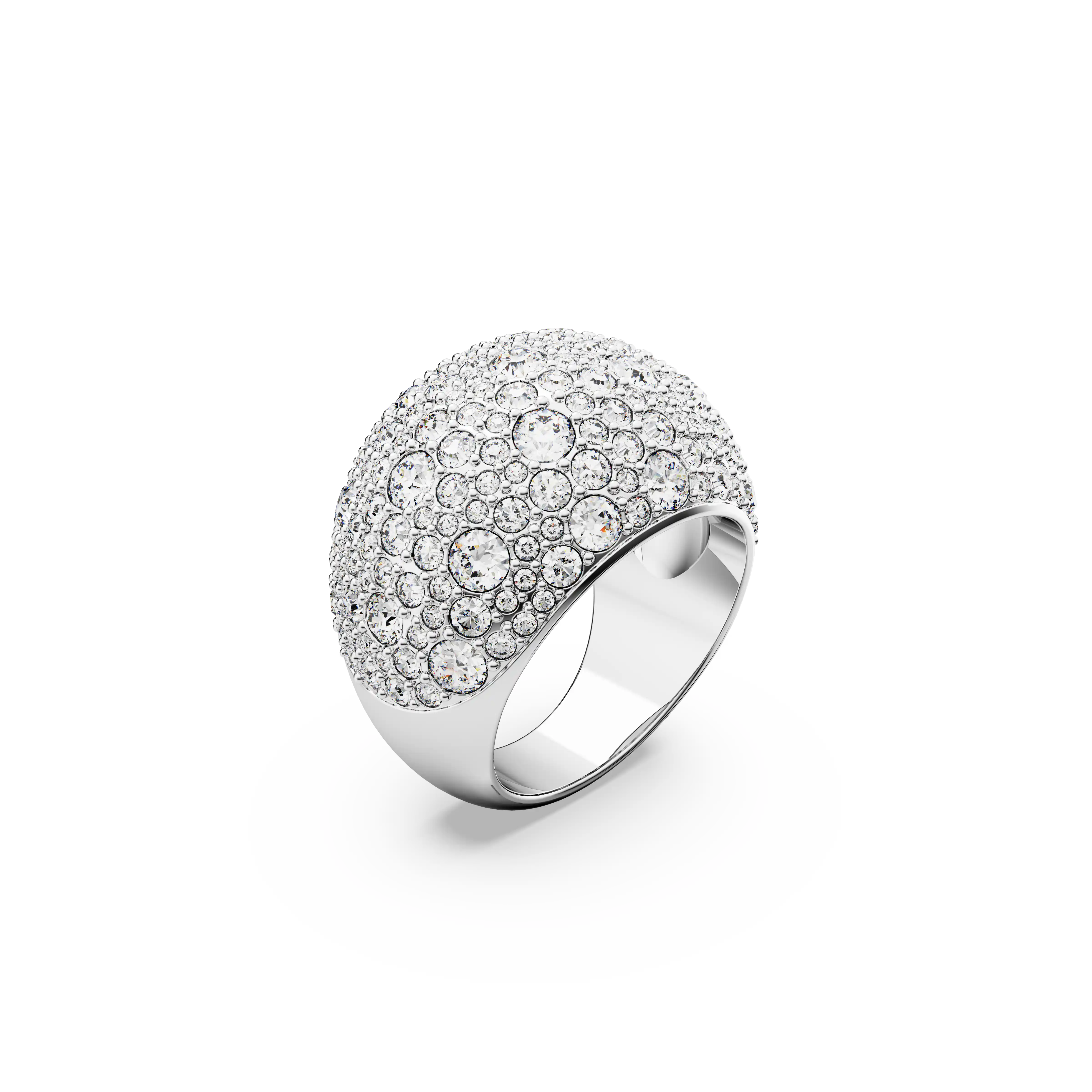 Luna cocktail ring Moon/White/Rhodium plated