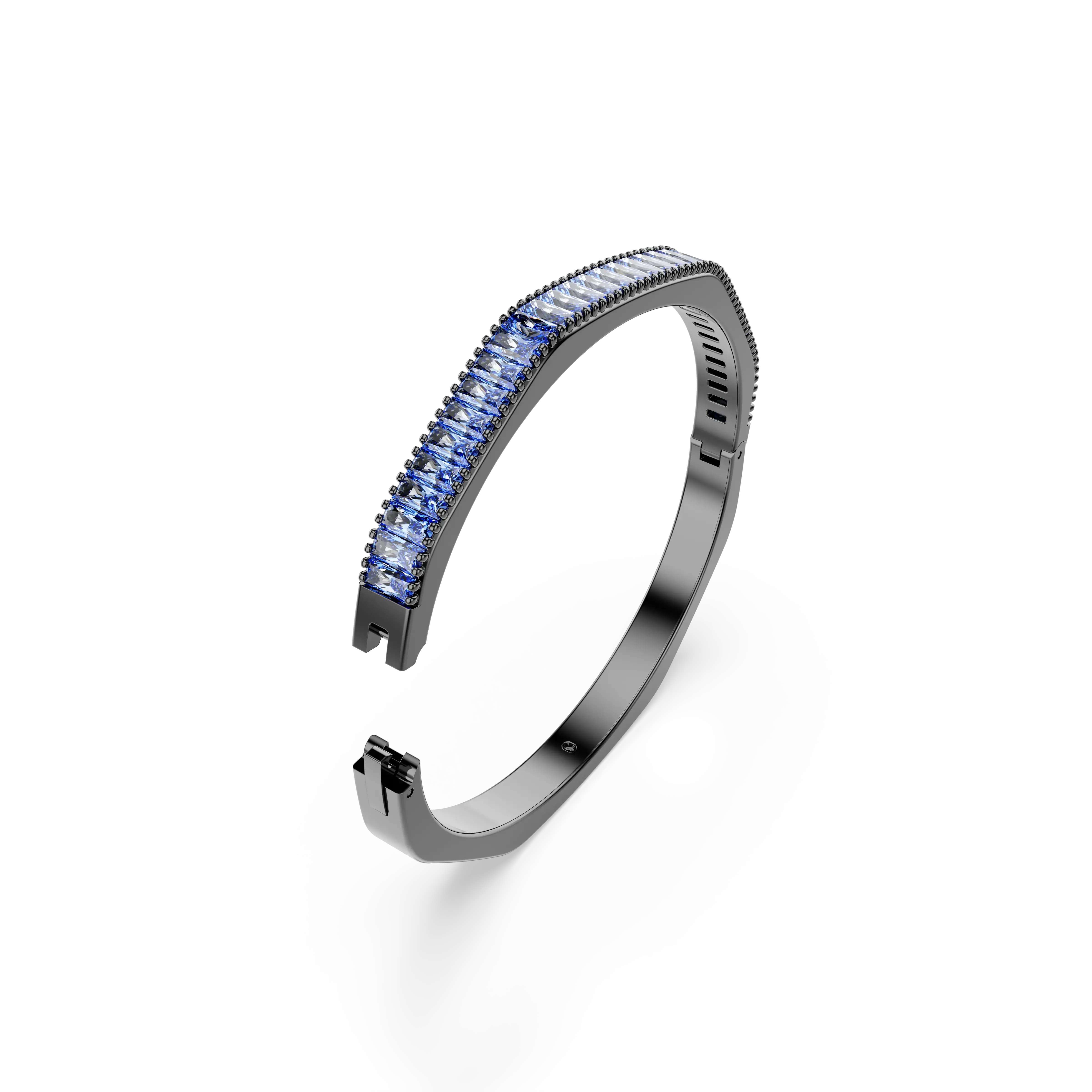 matrix-bangle-baguette-cut-octagon-shape-blue-ruthenium-plated-swarovski-5705776-3.webp