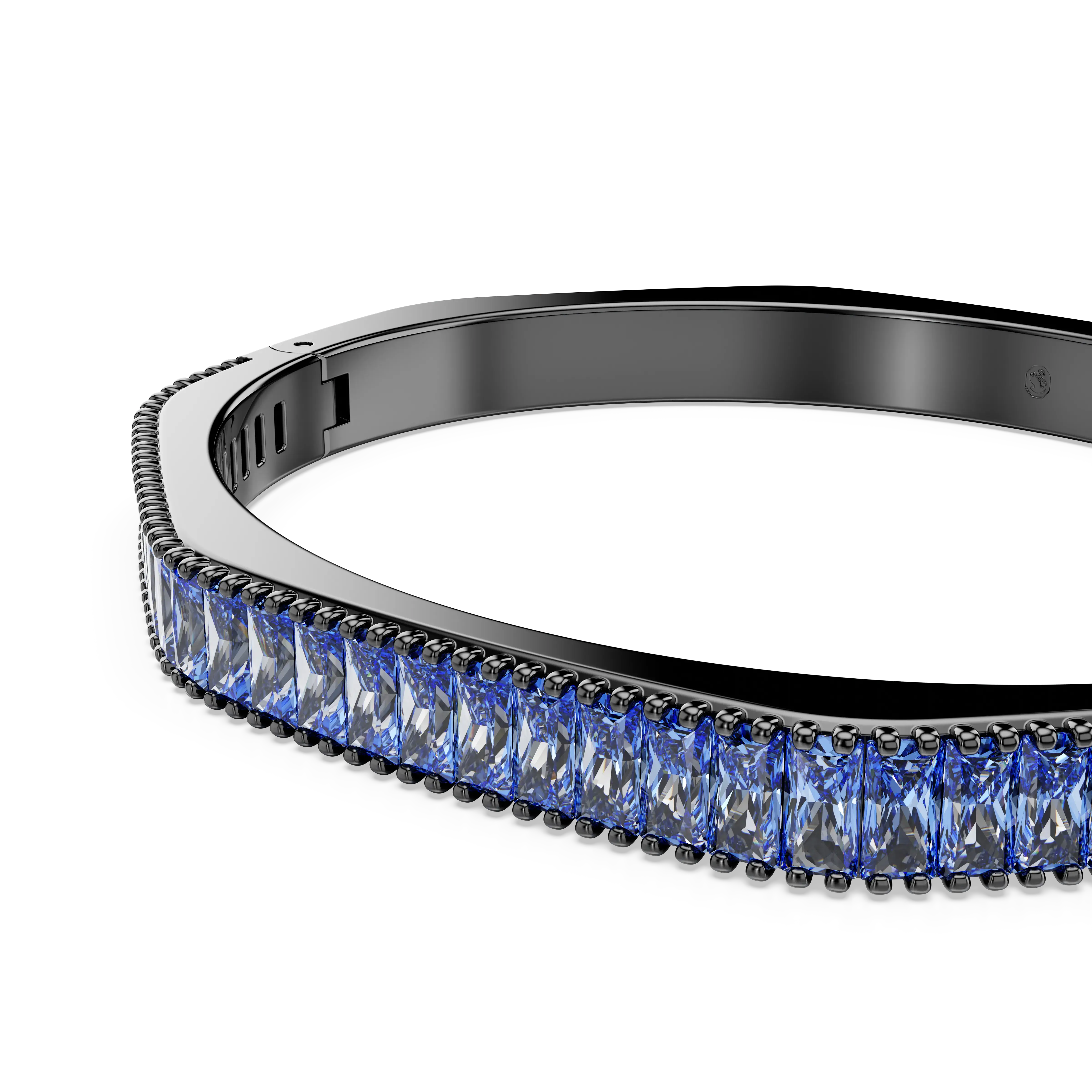 matrix-bangle-baguette-cut-octagon-shape-blue-ruthenium-plated-swarovski-5705776-4.webp