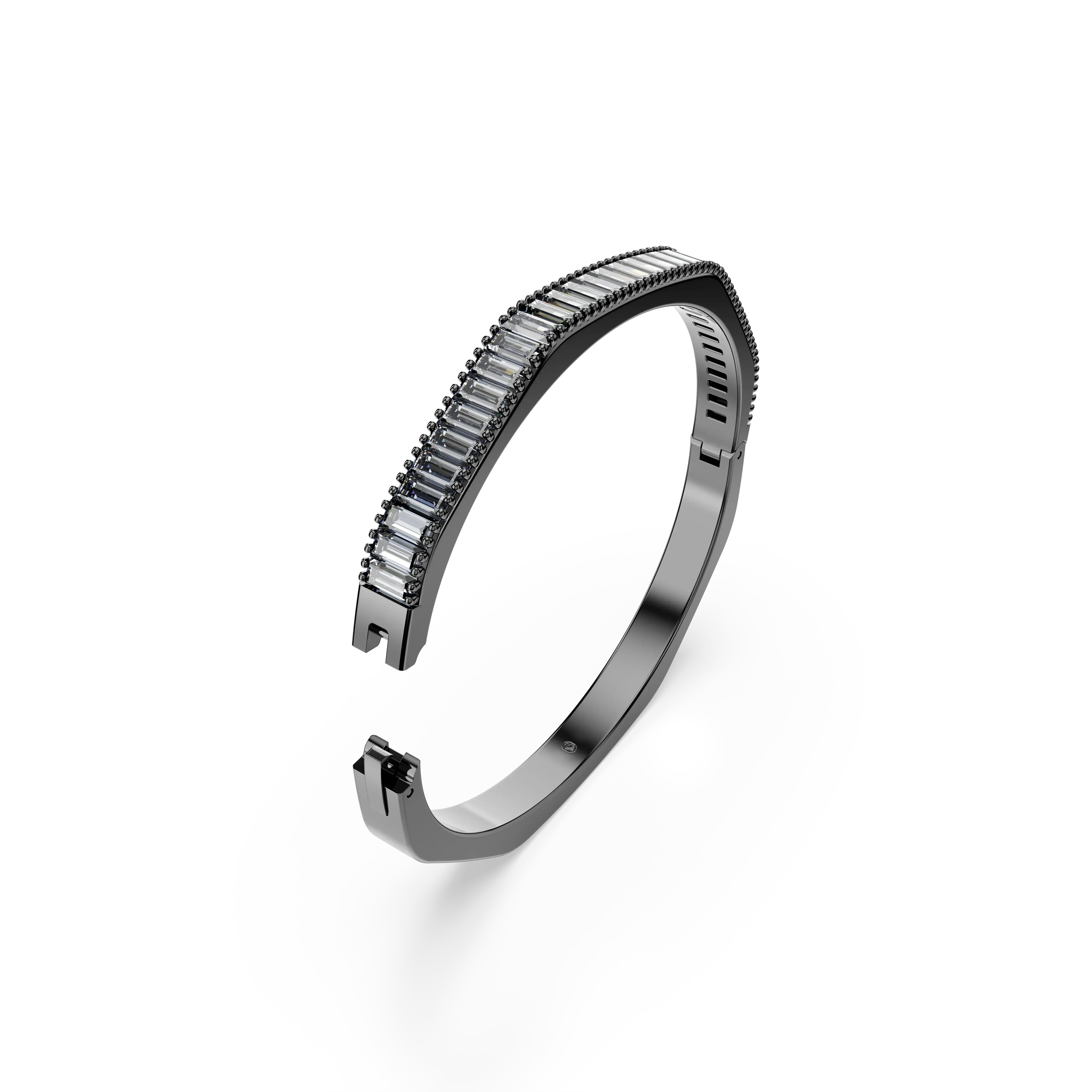 matrix-bangle-baguette-cut-octagon-shape-gray-ruthenium-plated-swarovski-5720365-3.webp