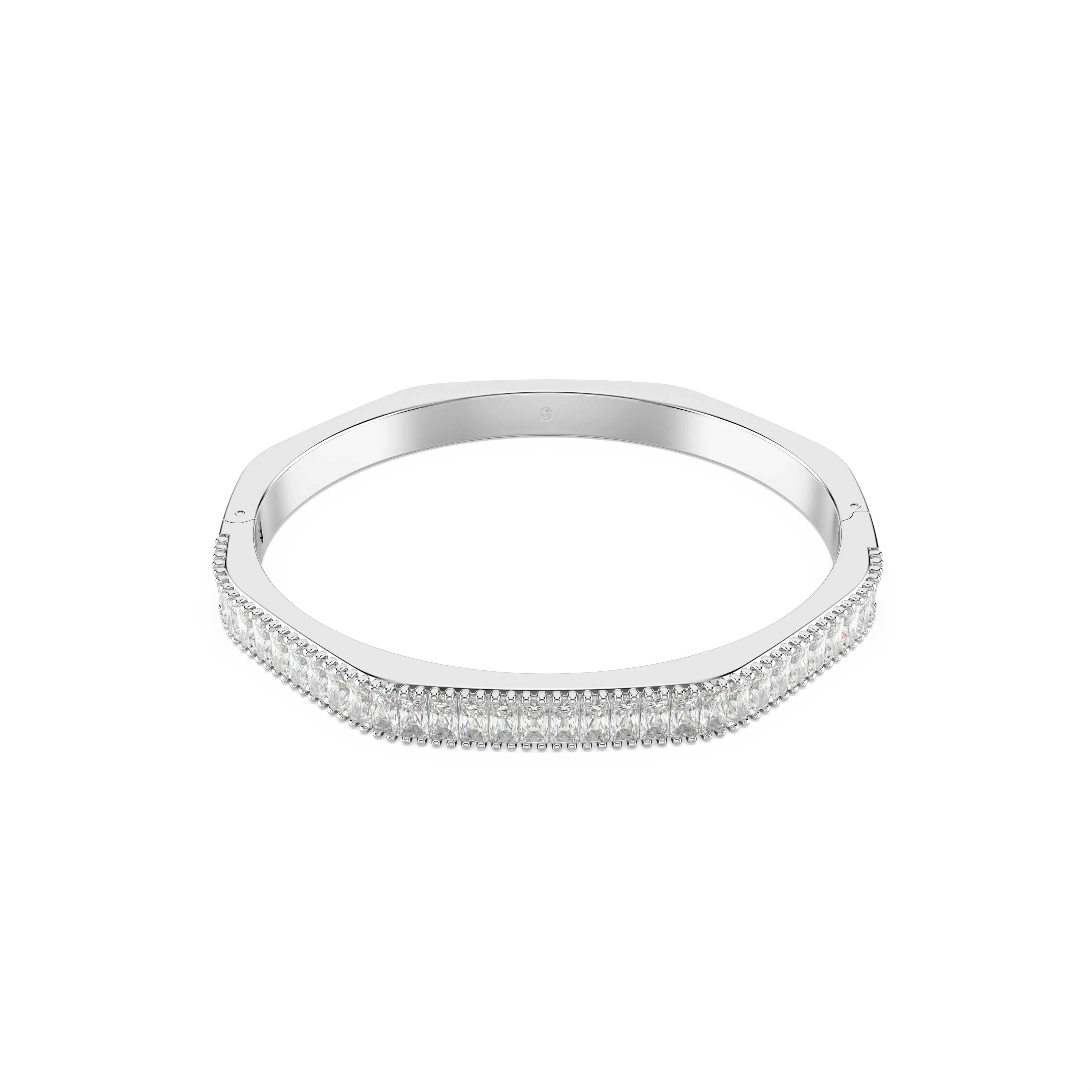 Matrix bangle Baguette cut/Octagon shape/White/Rhodium plated