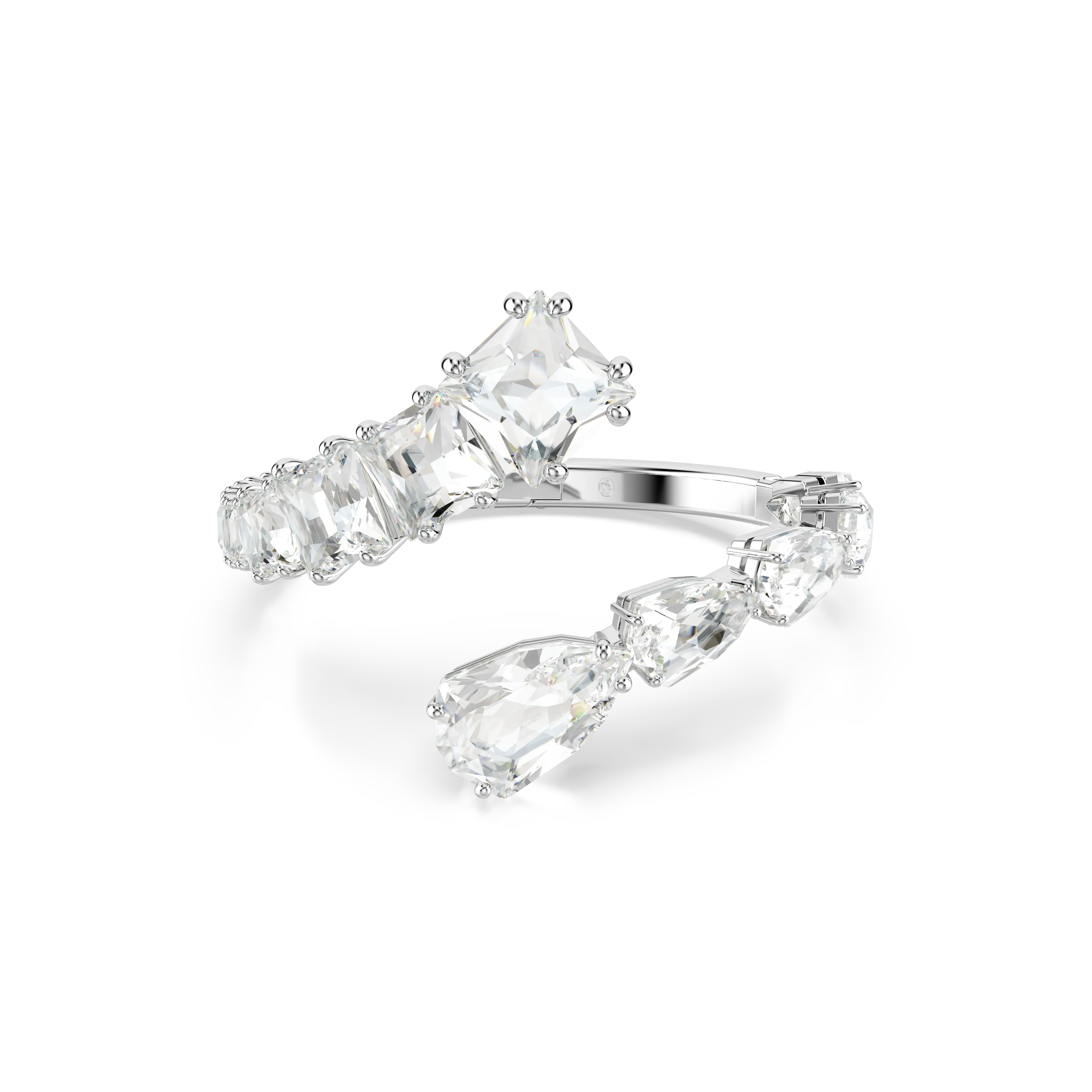 Matrix bangle Mixed cuts/White/Rhodium plated