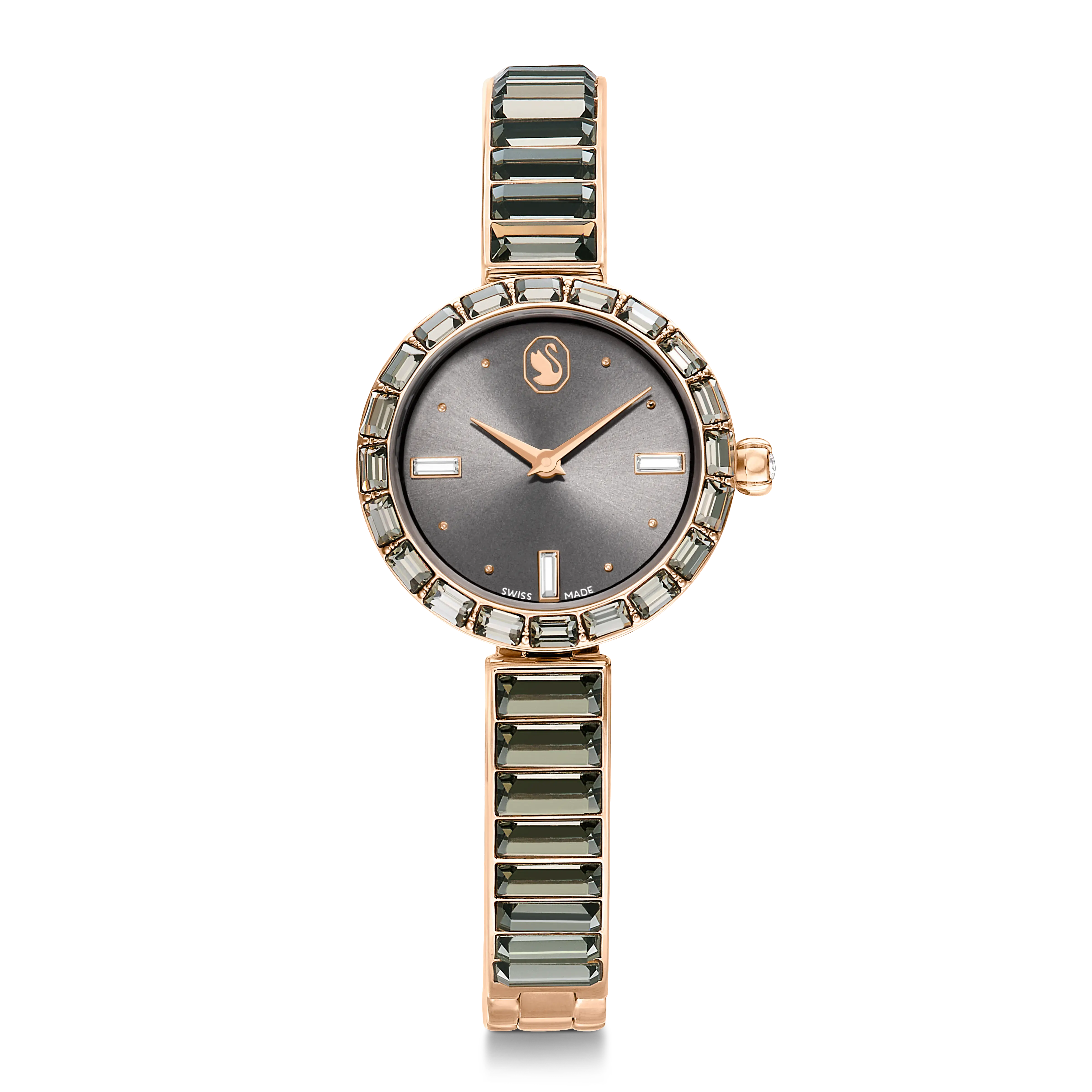 Matrix Bangle watch Swiss Made/Crystal bracelet/Gray/Rose gold-tone finish