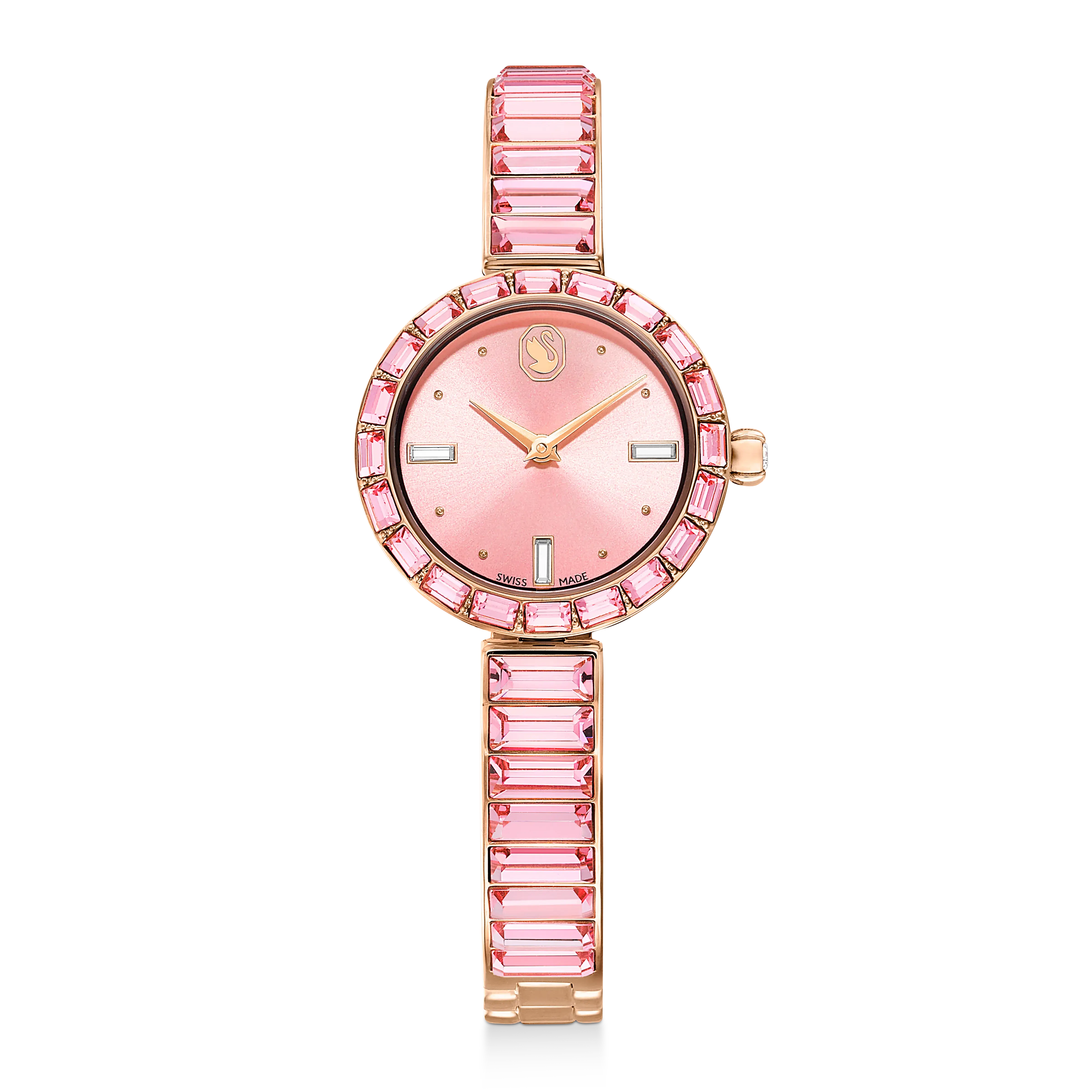 Matrix Bangle watch Swiss Made/Crystal bracelet/Pink/Rose gold-tone finish