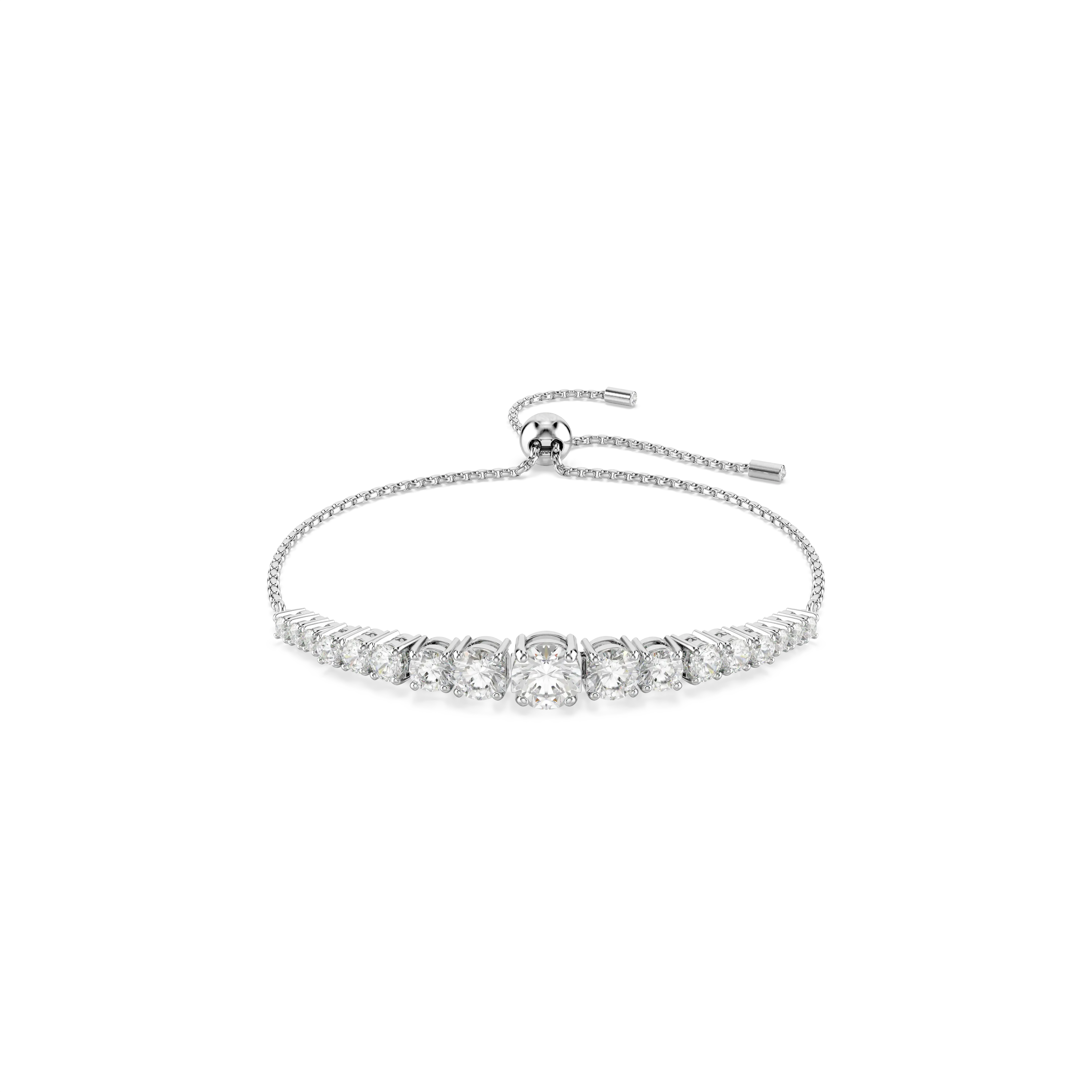 Matrix bracelet Gradient of round cuts/White/Rhodium plated