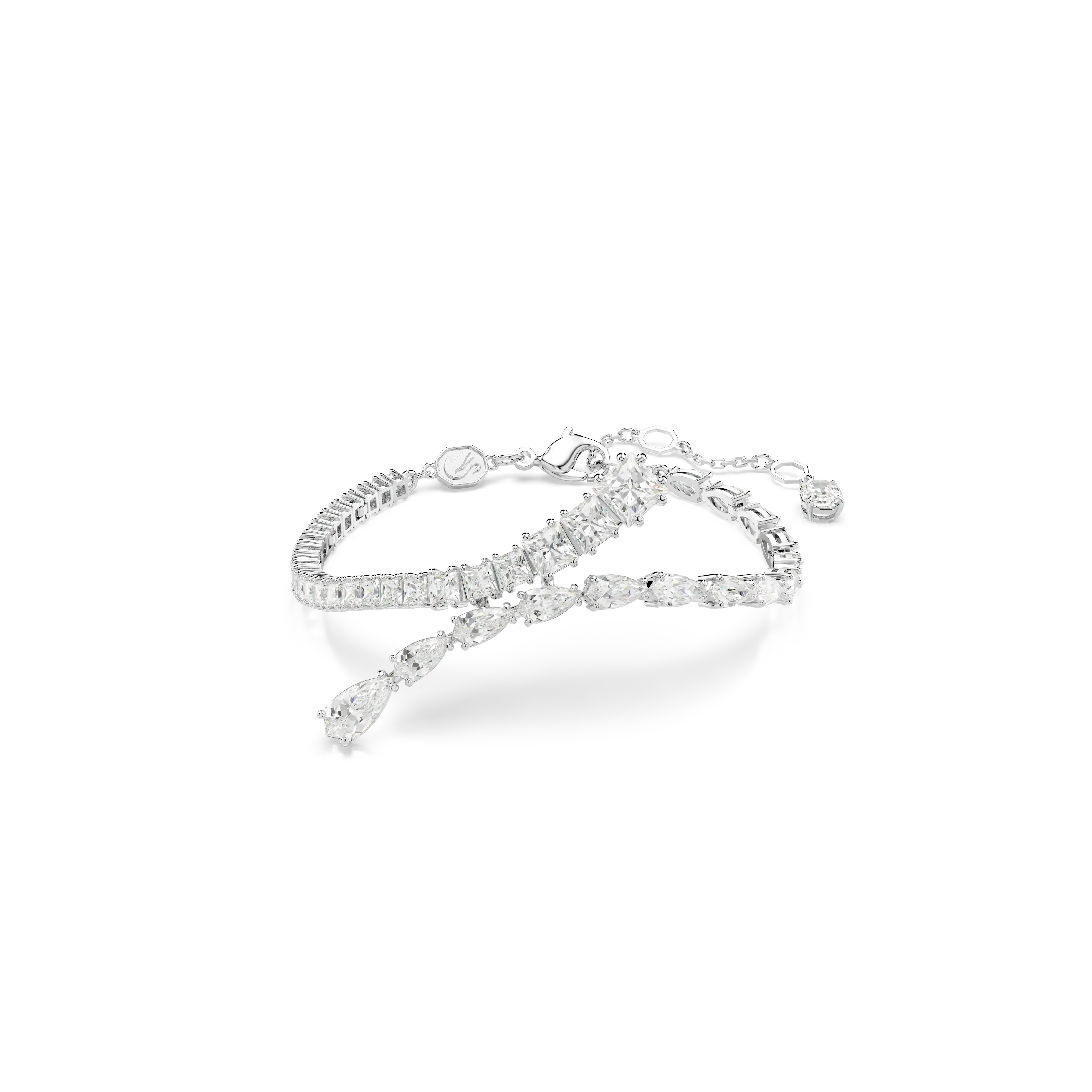 Matrix bracelet Mixed cuts/White/Rhodium plated