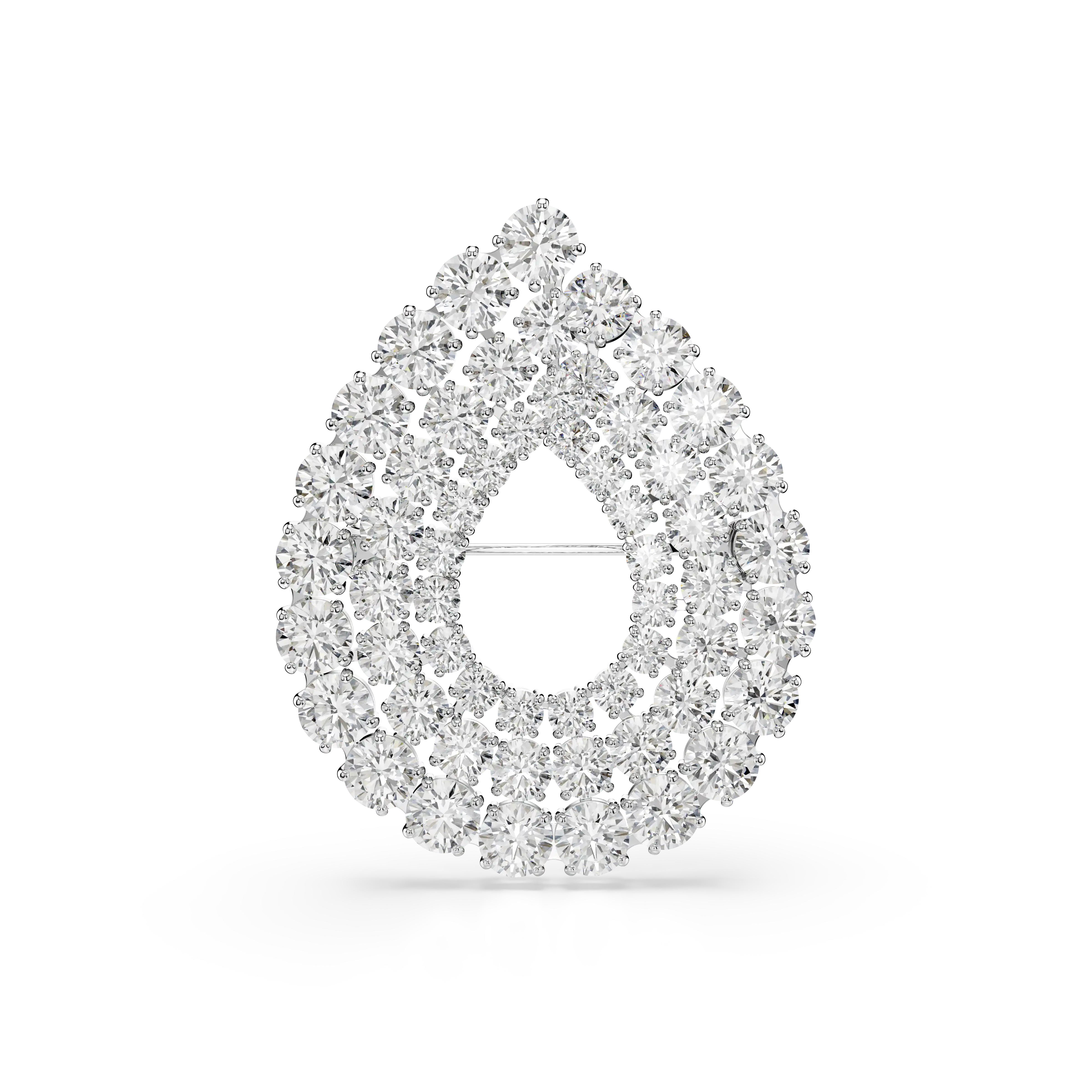 Matrix brooch Round cut/White/Rhodium plated