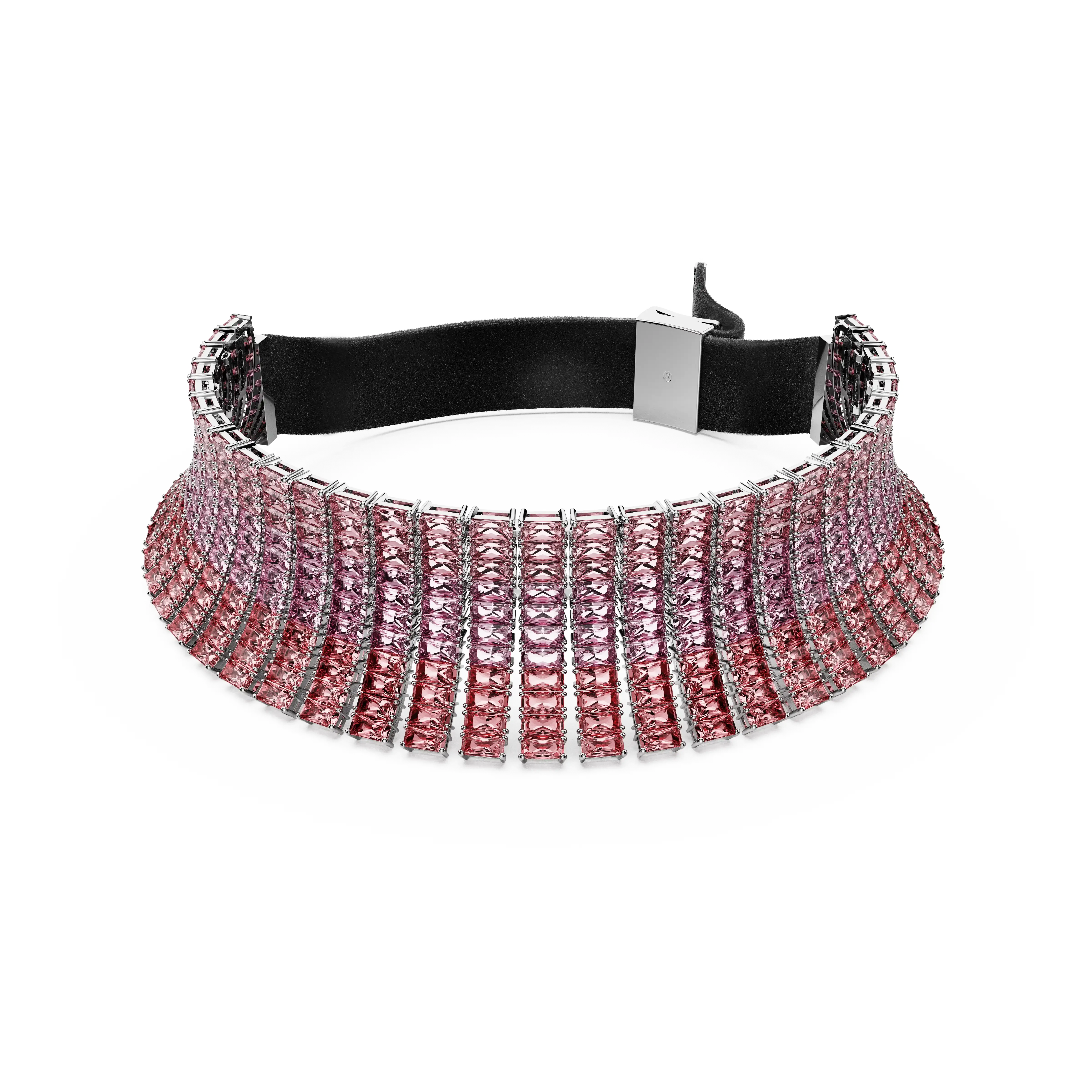 Matrix choker Baguette cut/Pink/Rhodium plated