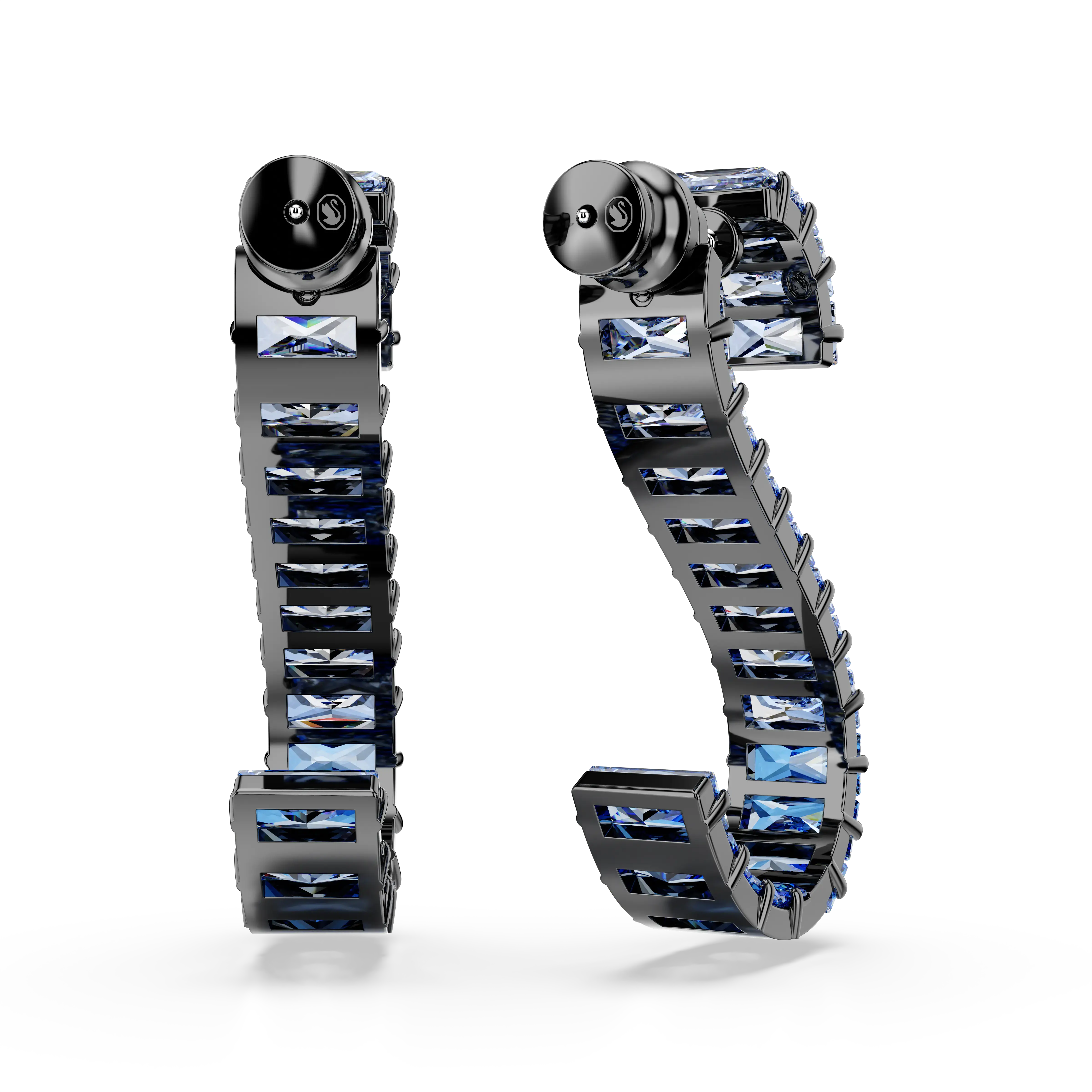 matrix-drop-earrings-baguette-cut-blue-ruthenium-plated-swarovski-5705780-4.webp