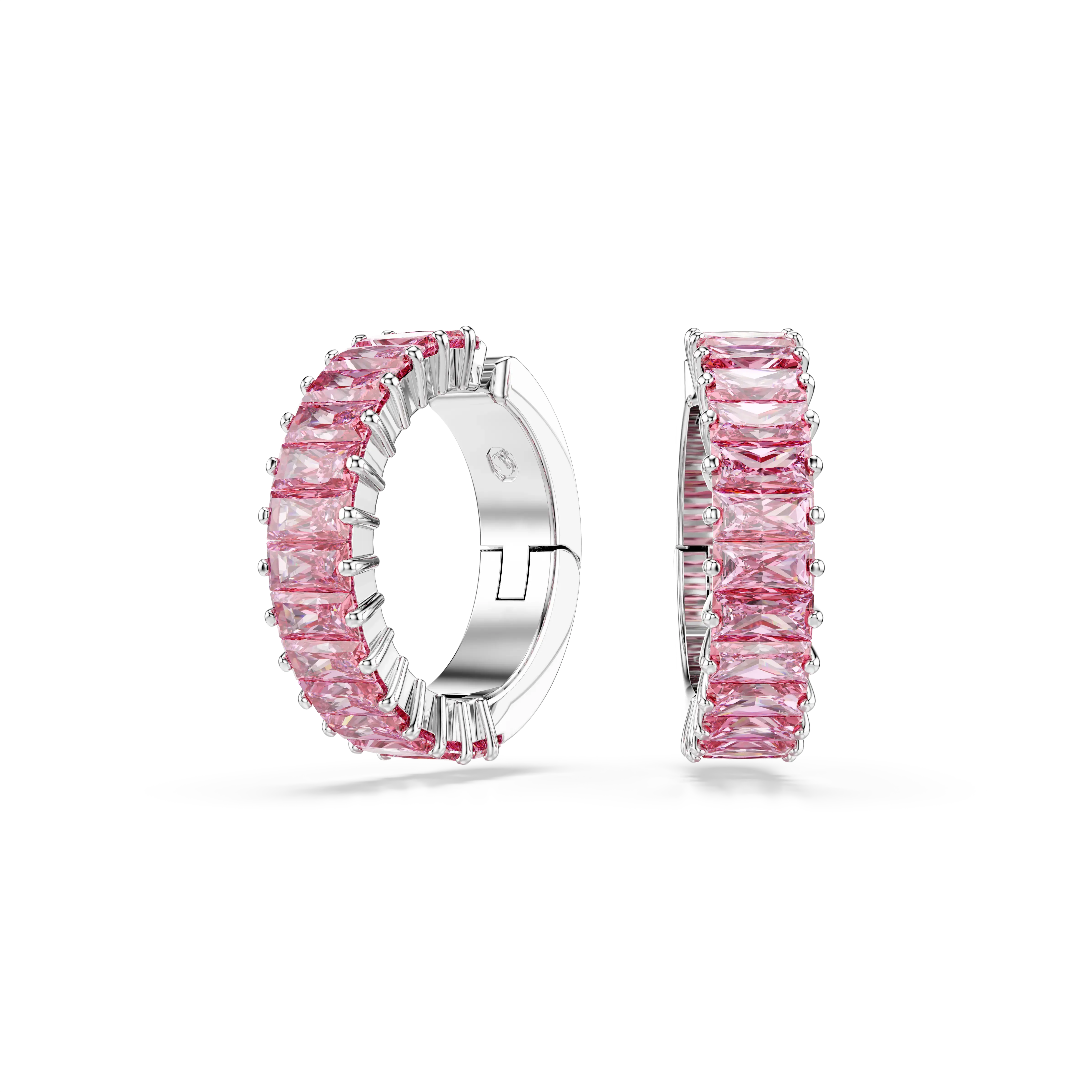 Matrix ear cuffs Baguette cut/Pink/Rhodium plated