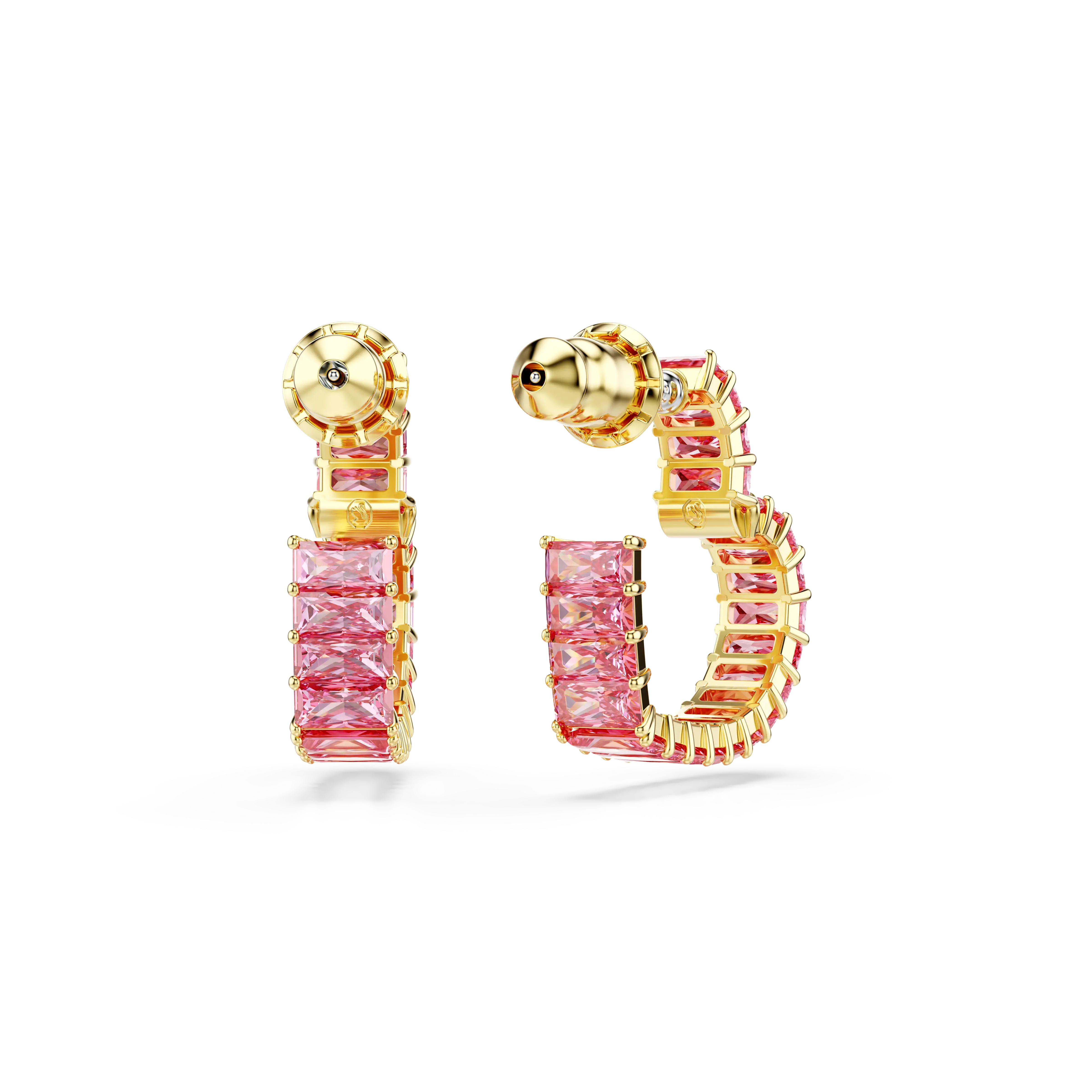 matrix-hoop-earrings-baguette-cut-heart-small-pink-gold-tone-plated-swarovski-5706340-4.webp
