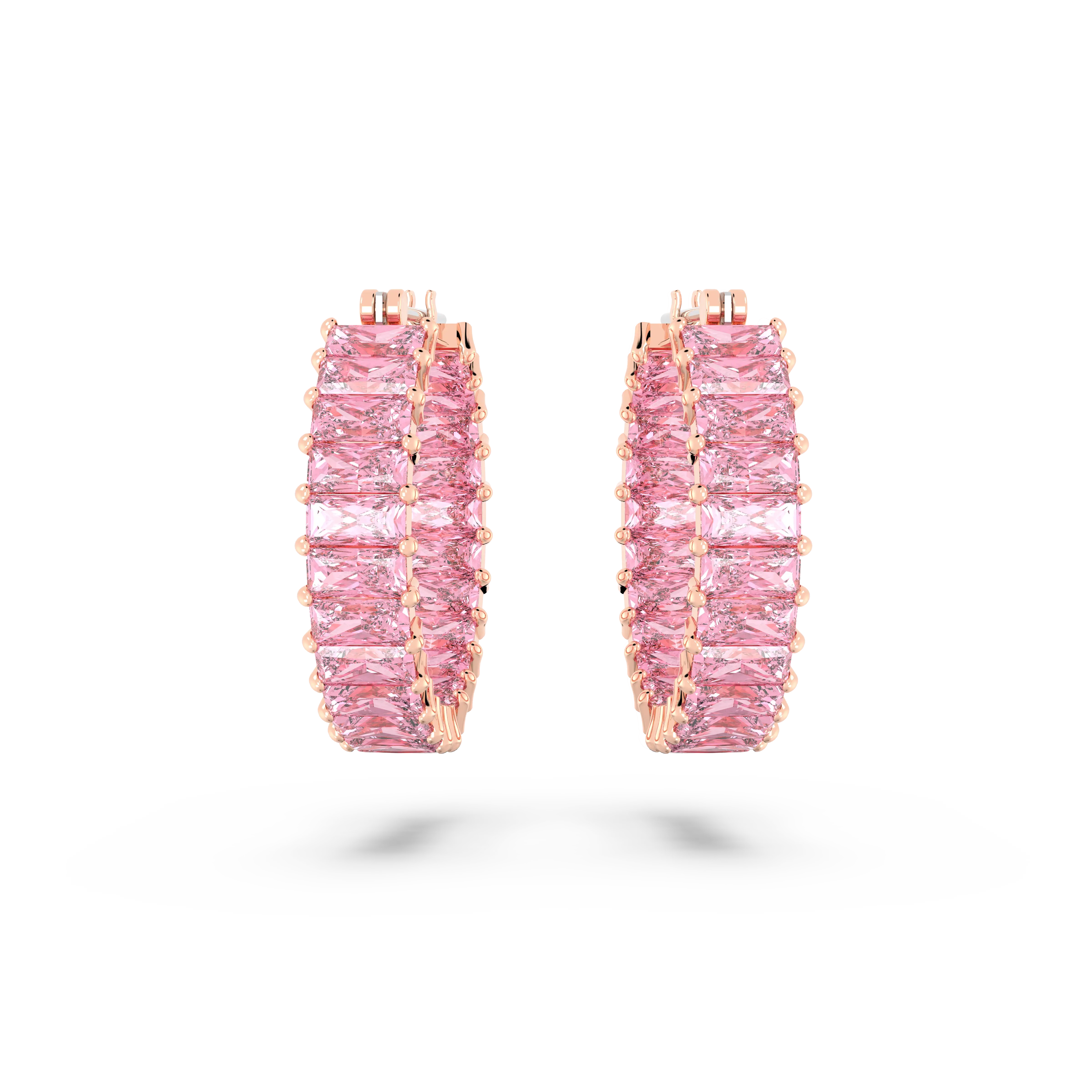 matrix-hoop-earrings-baguette-cut-pink-rose-gold-tone-plated-swarovski-5657726-2.webp