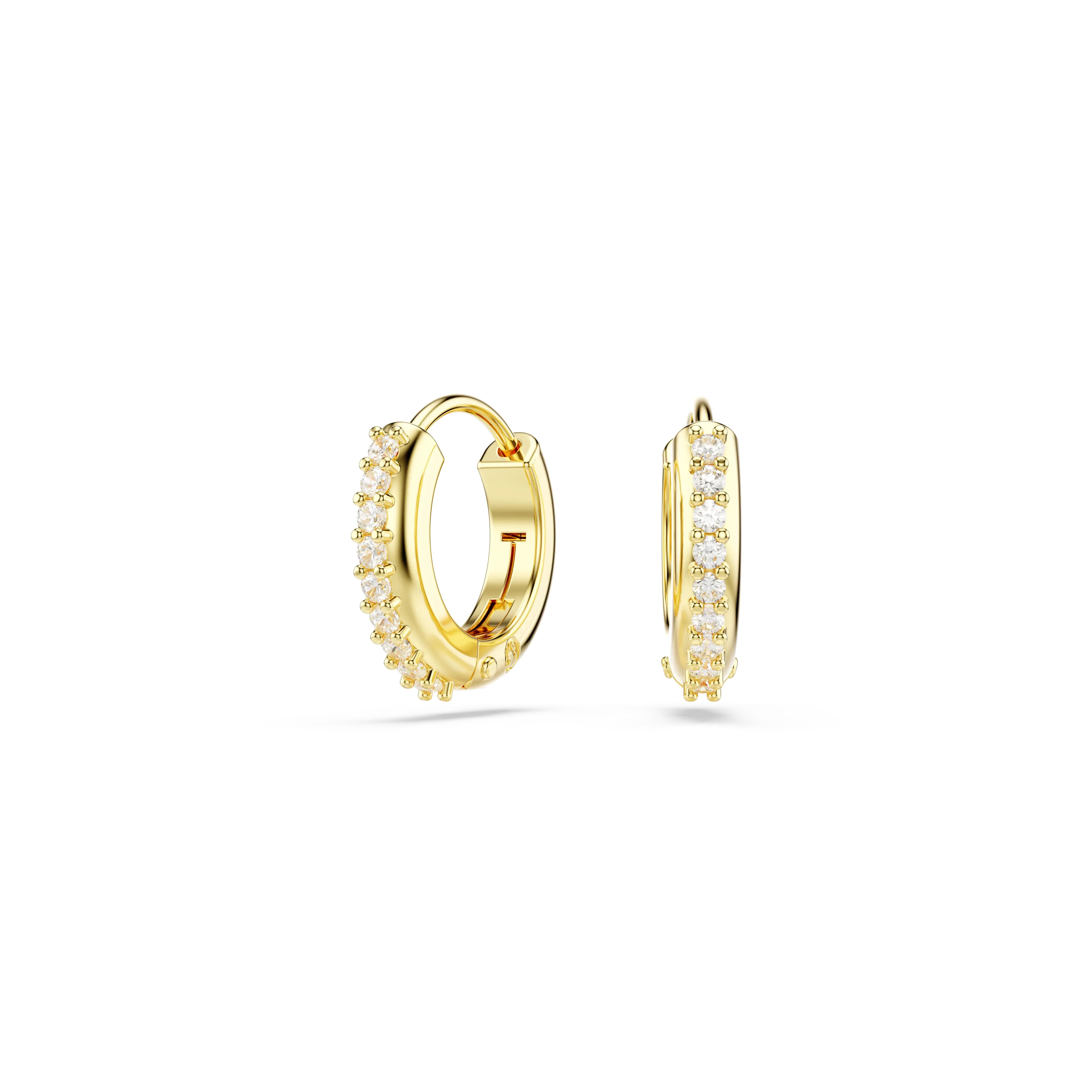 Matrix hoop earrings Round cut/White/Gold-tone plated