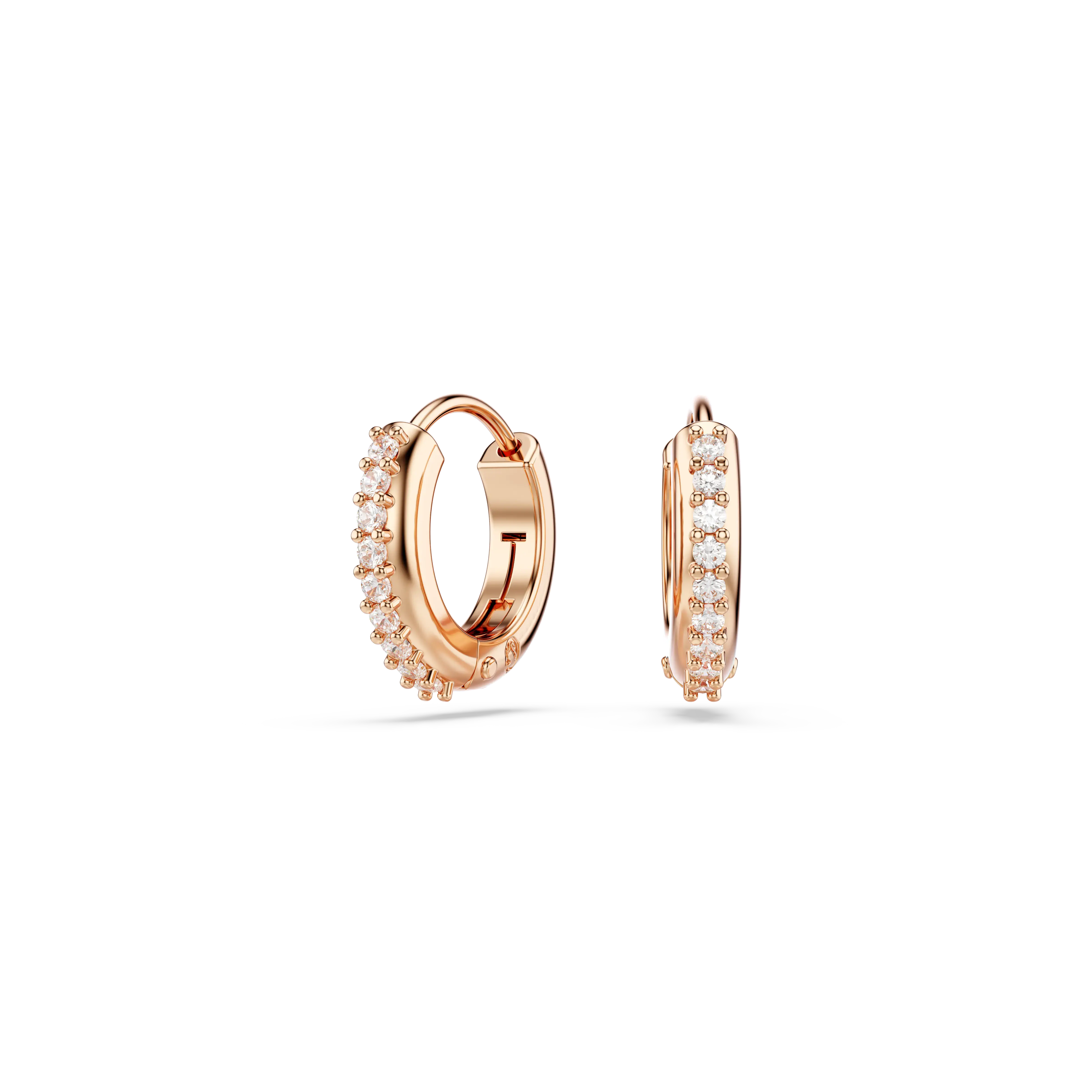 Matrix hoop earrings Round cut/White/Rose gold-tone plated