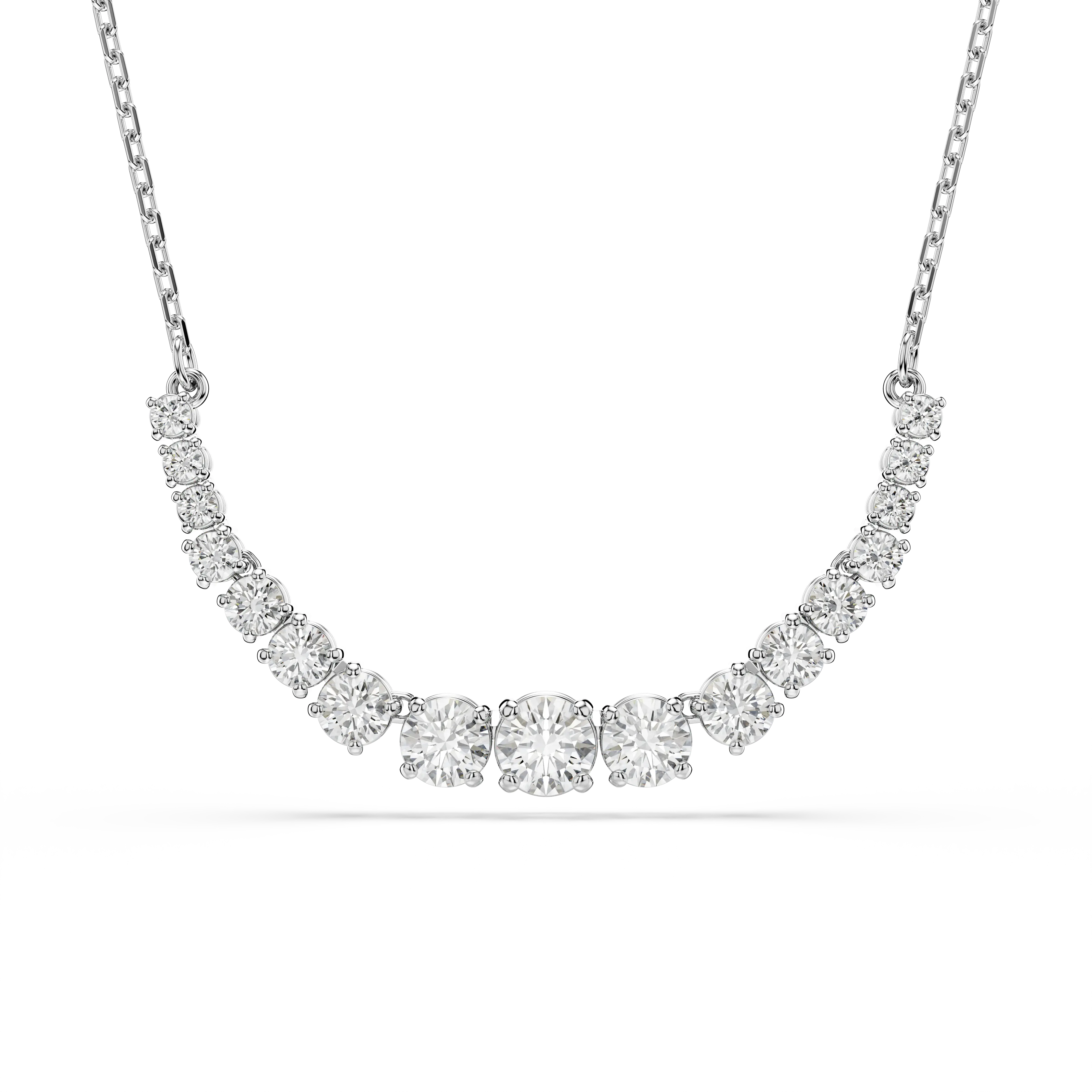 Matrix necklace Gradient of round cuts/White/Rhodium plated