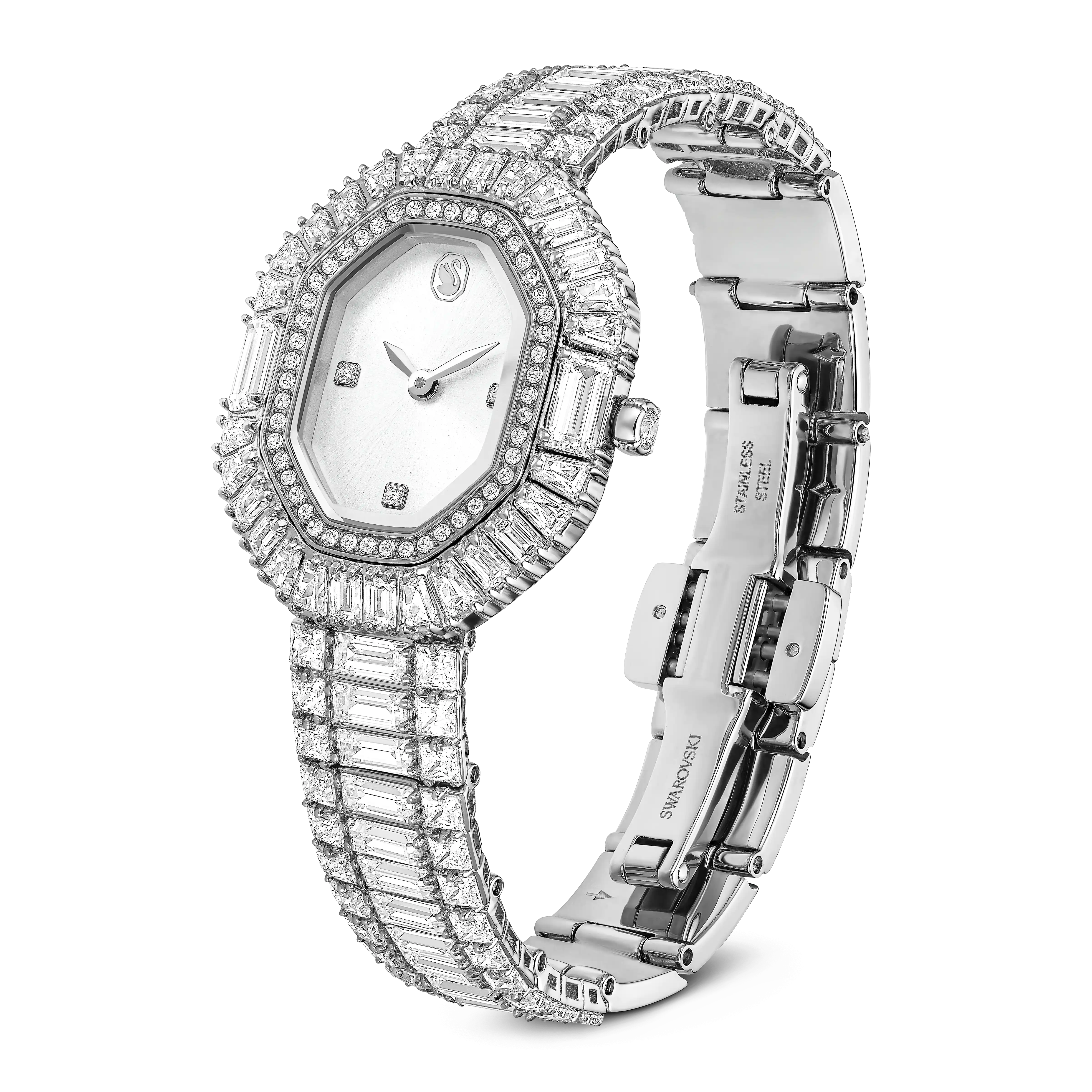 Matrix Octagon watch Baguette cut/Metal bracelet/Silver tone/Stainless steel