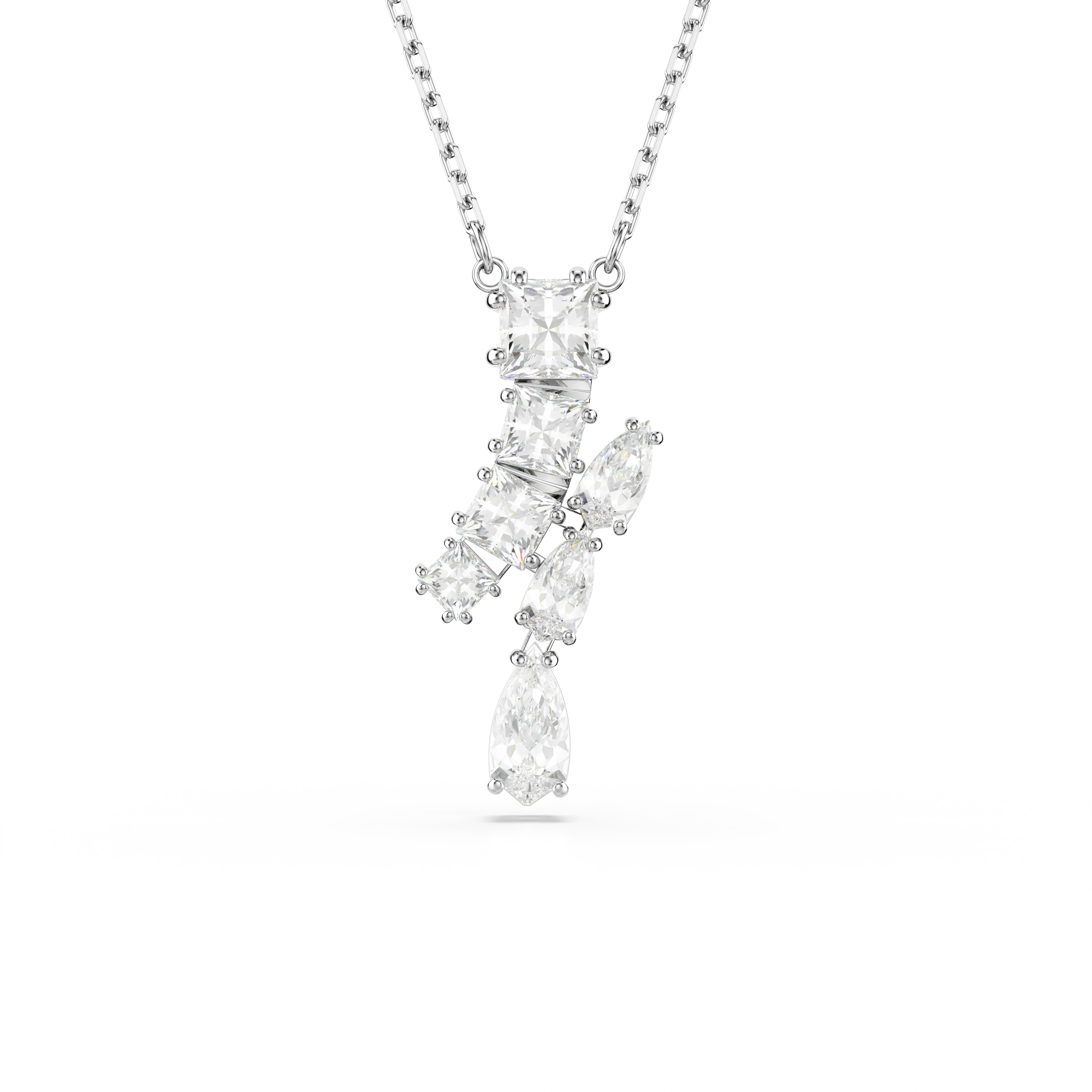 Matrix pendant Mixed cuts/White/Rhodium plated