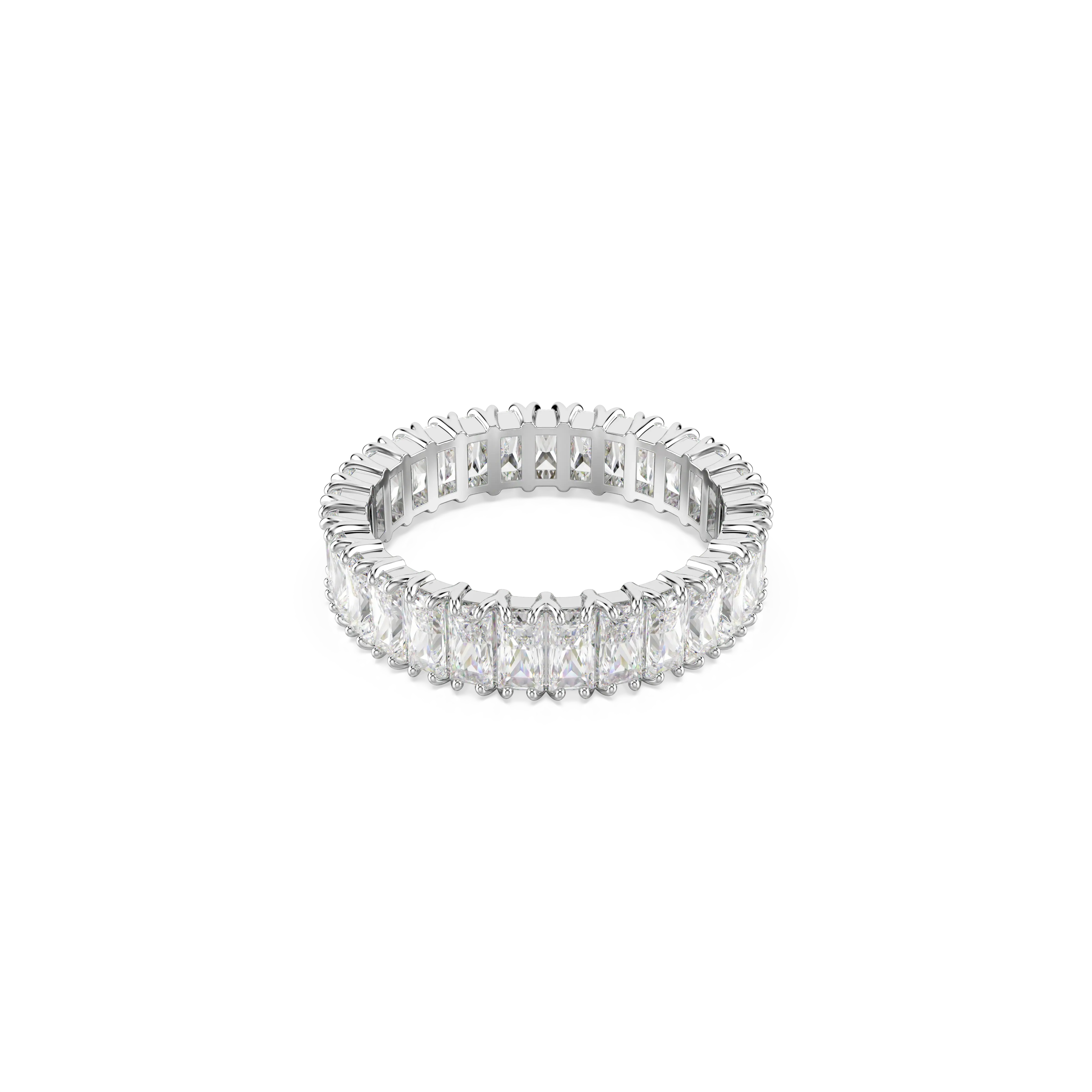 Matrix ring Baguette cut/White/Silver-tone finish