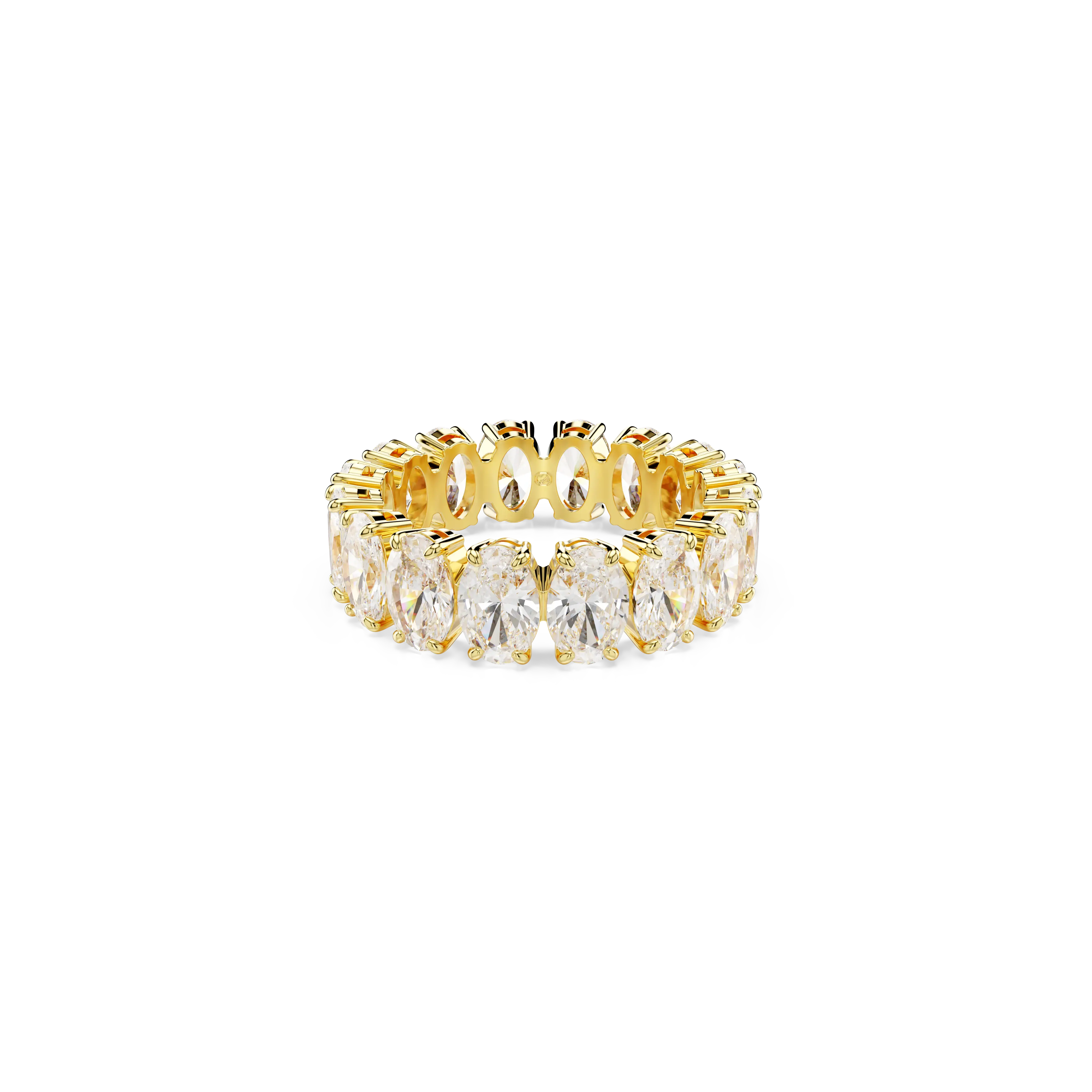Matrix ring Oval cut/White/Gold-tone plated