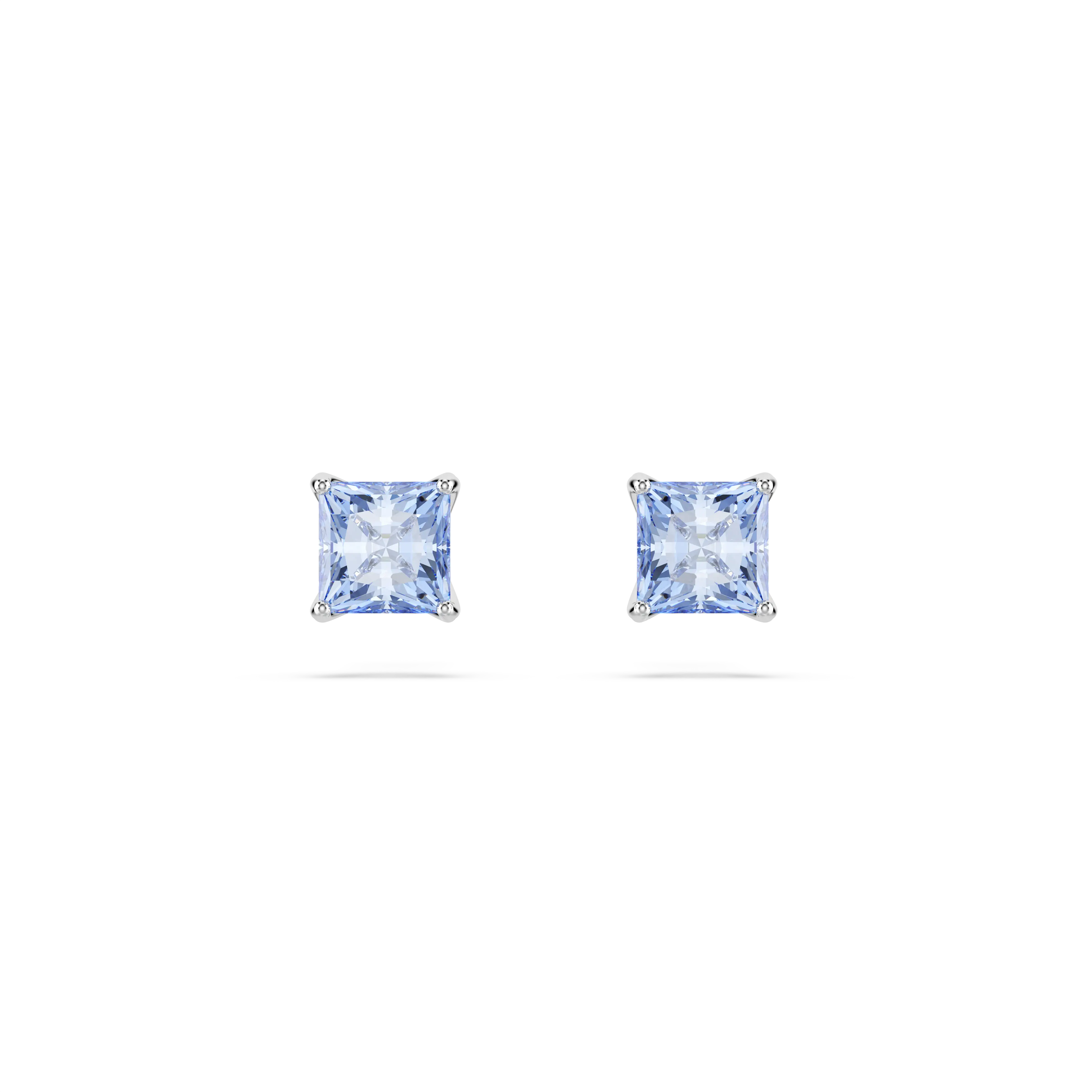 Matrix stud earrings Square cut/Blue/Rhodium plated