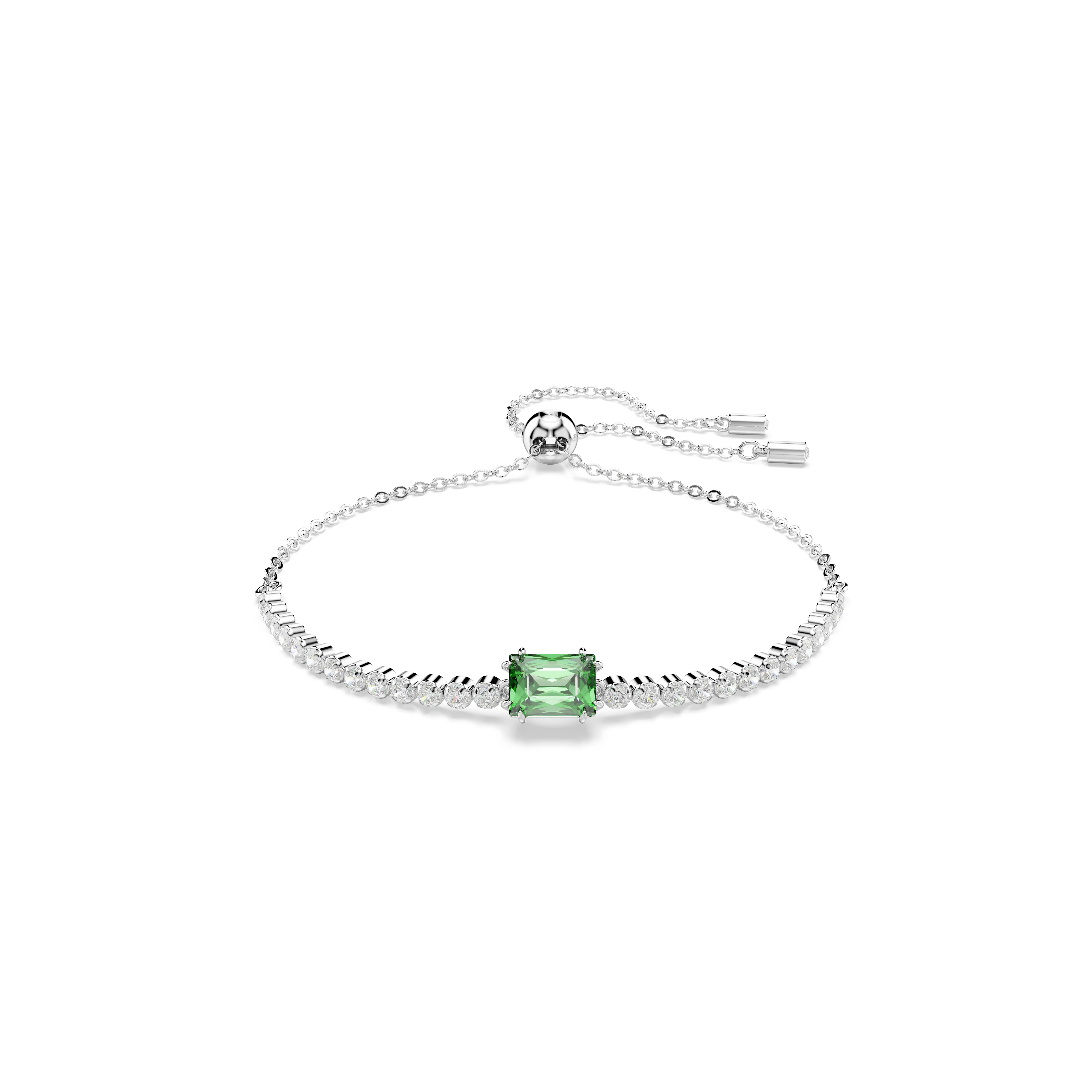 Matrix Tennis bracelet Mixed cuts/Green/Rhodium plated