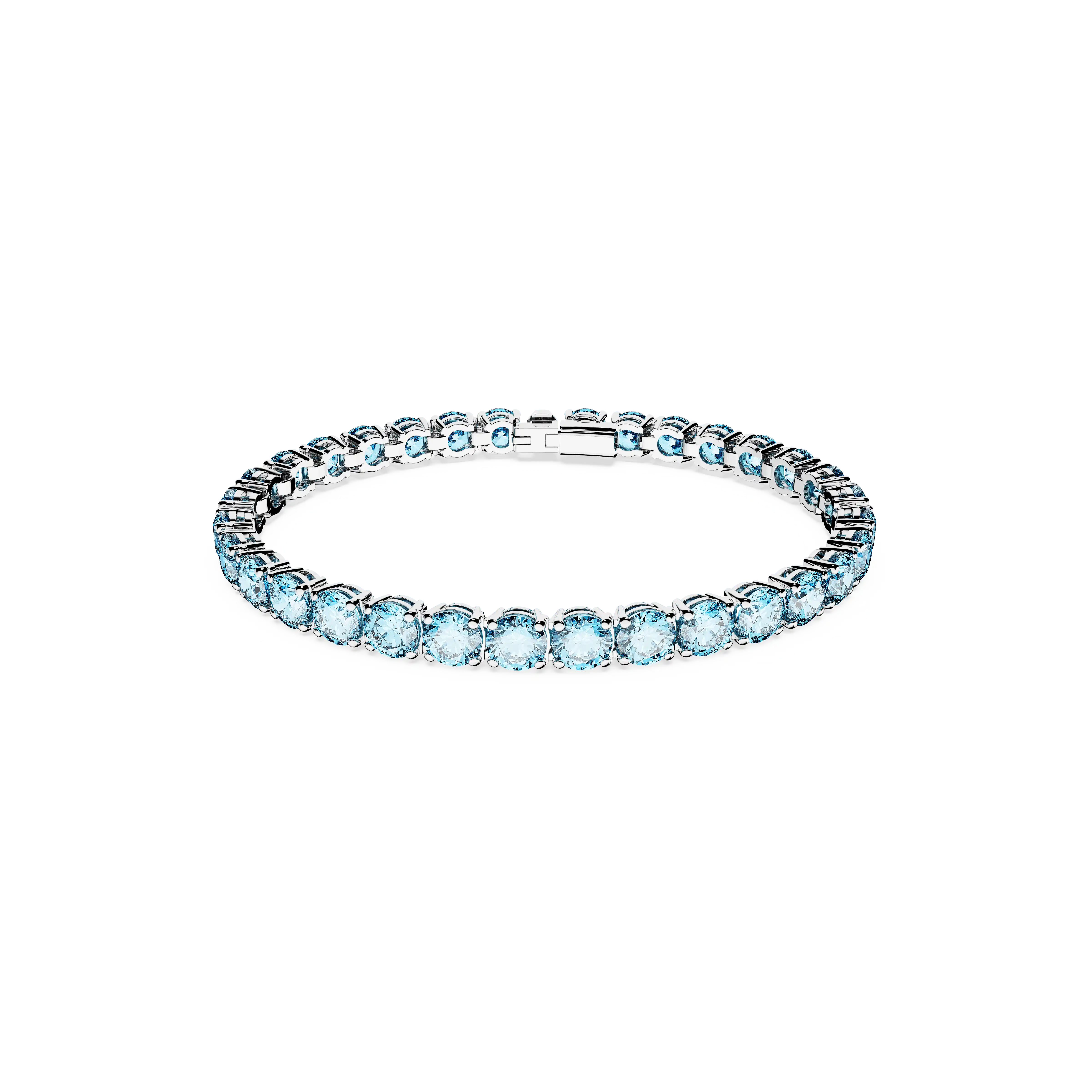 Matrix Tennis bracelet Round cut/Blue/Rhodium plated