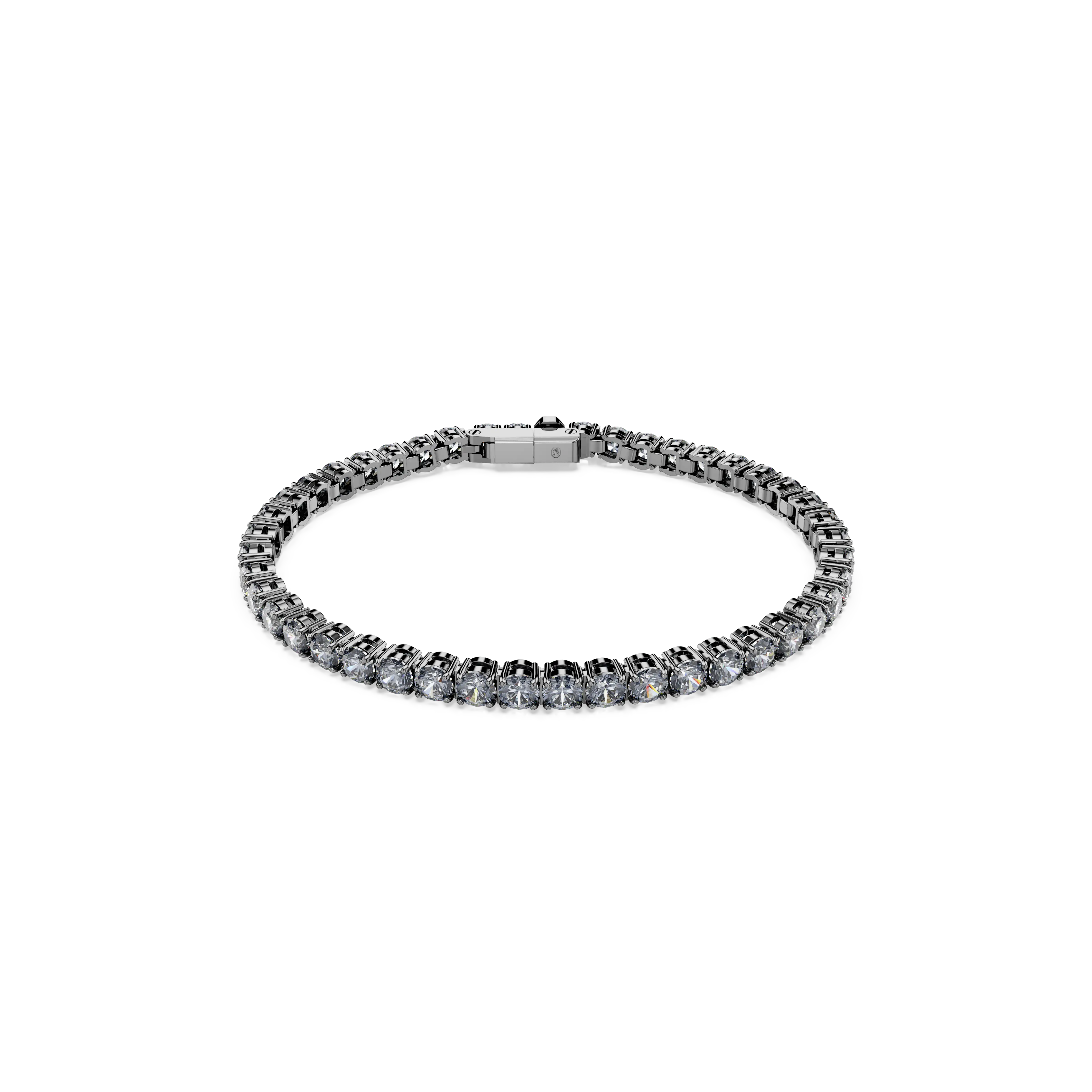 Matrix Tennis bracelet Round cut/Gray/Ruthenium plated