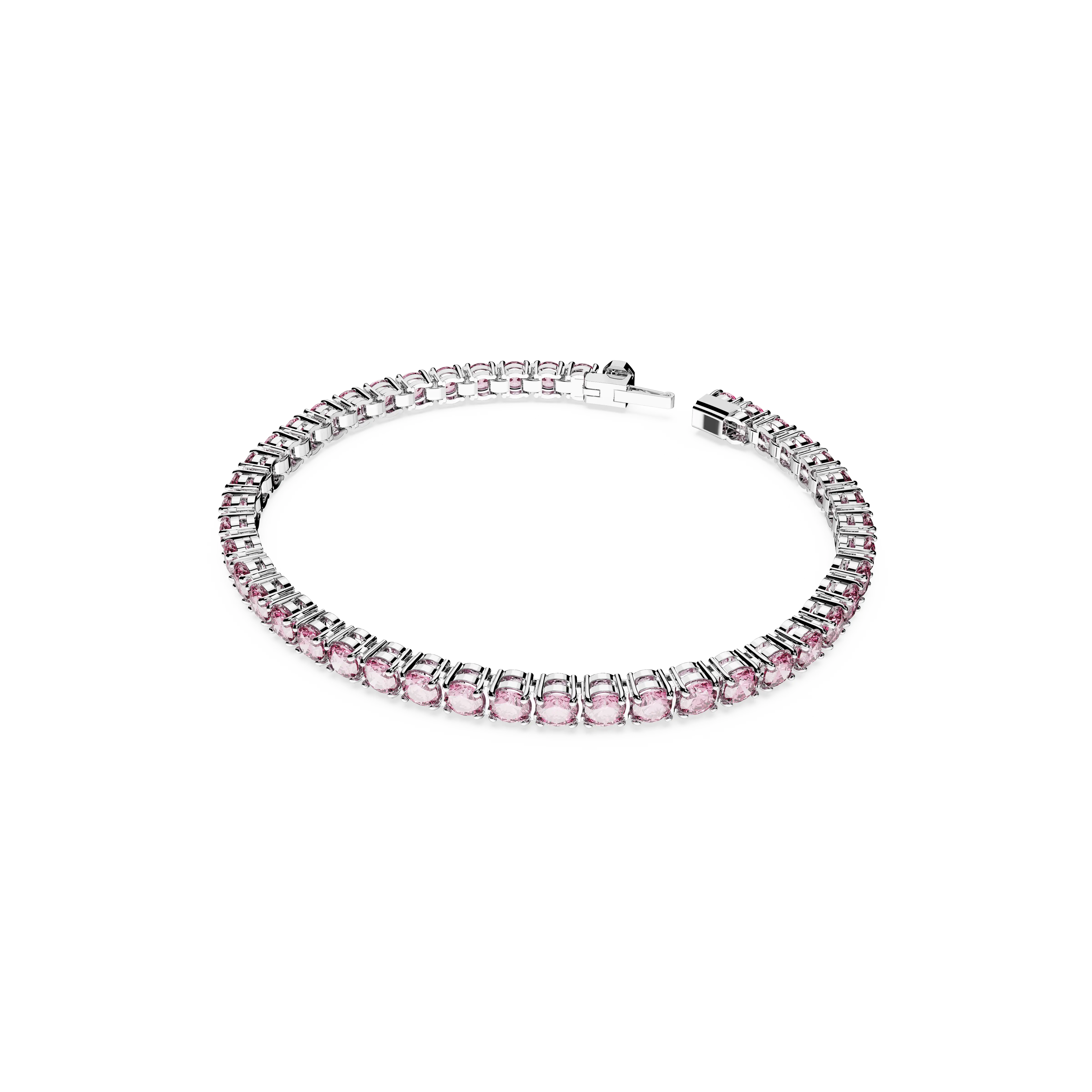 matrix-tennis-bracelet-round-cut-pink-rhodium-plated-swarovski-5648930-2.webp