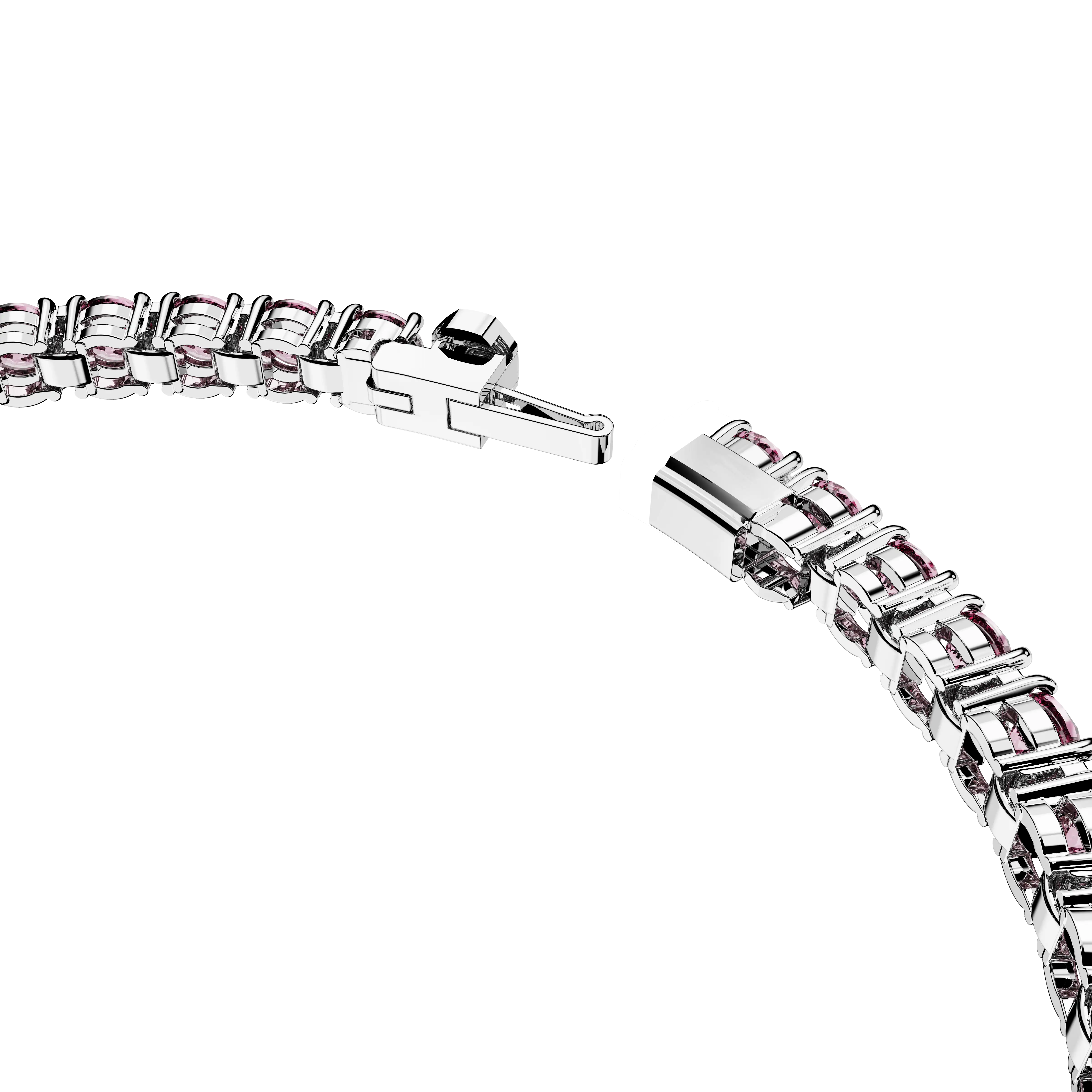 matrix-tennis-bracelet-round-cut-pink-rhodium-plated-swarovski-5648930-3.webp
