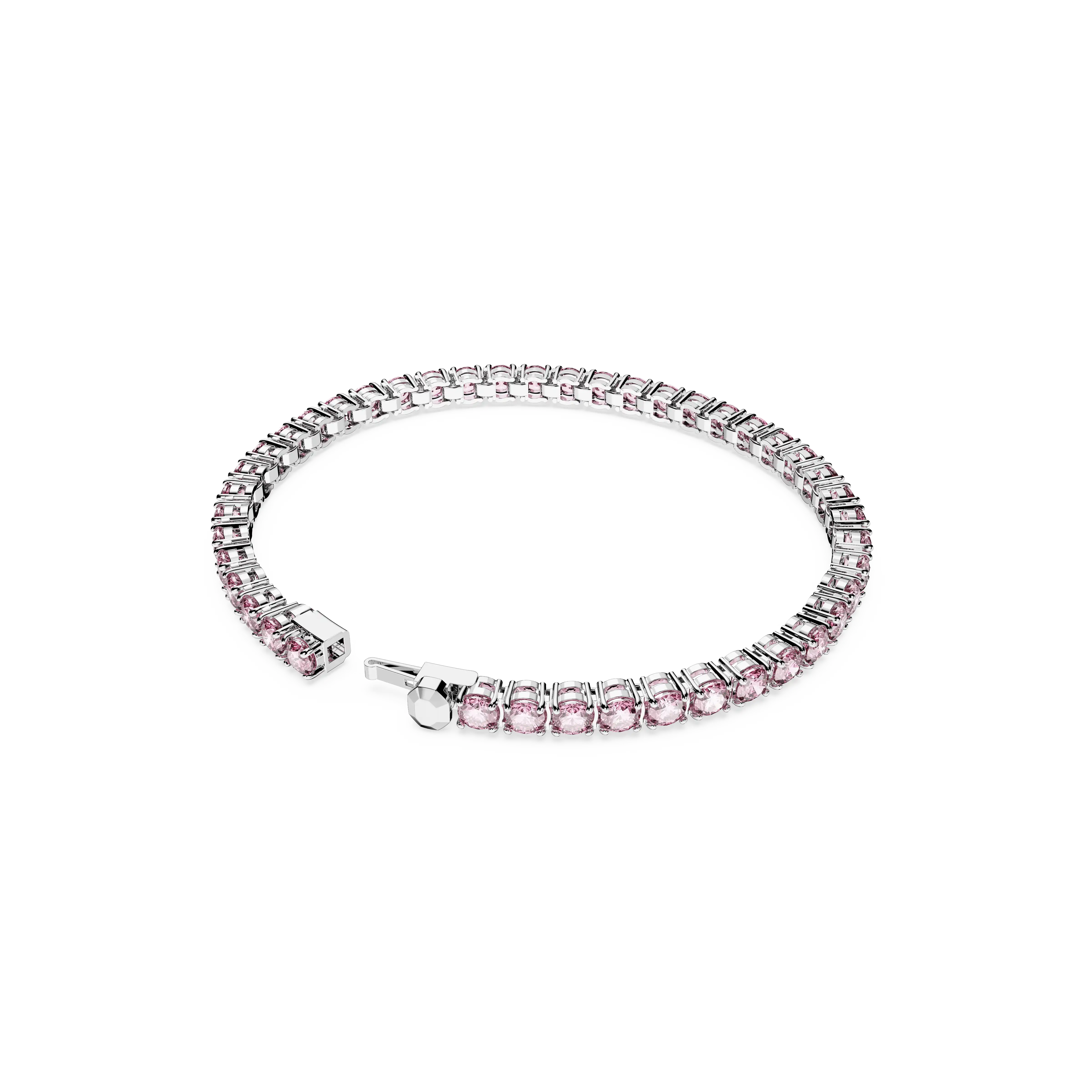 matrix-tennis-bracelet-round-cut-pink-rhodium-plated-swarovski-5648930-4.webp