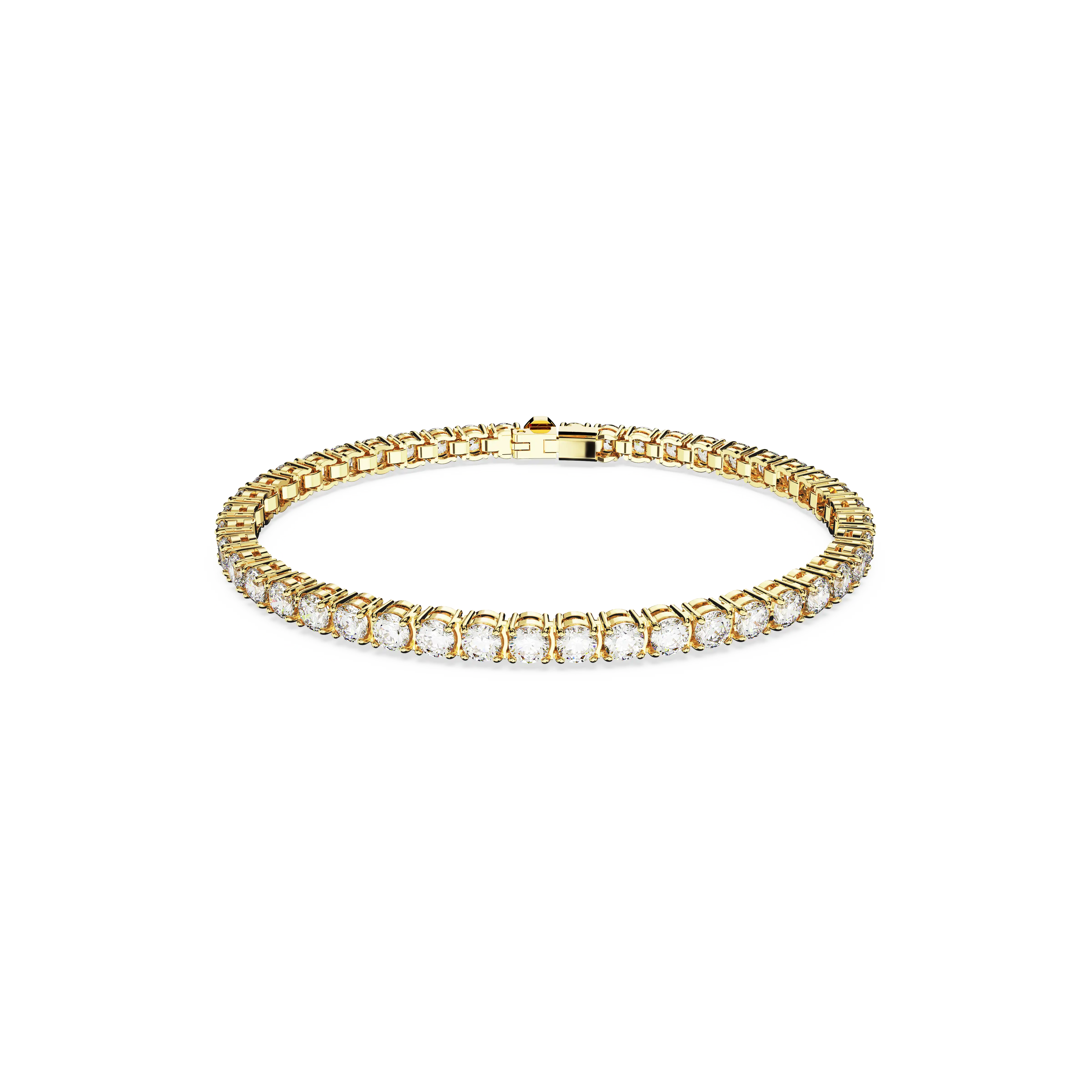 Matrix Tennis bracelet Round cut/White/Gold-tone plated