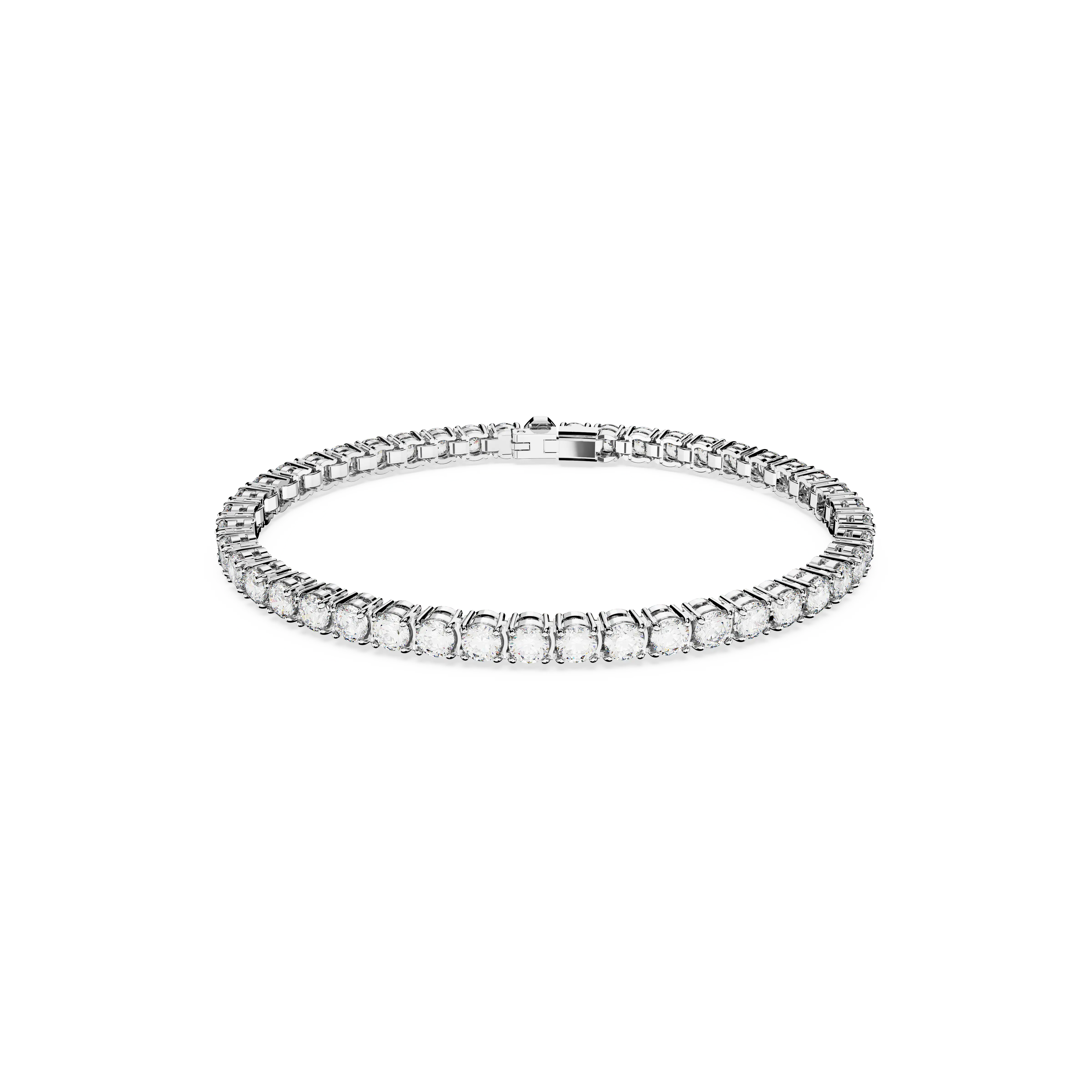 Matrix Tennis bracelet Round cut/White/Rhodium plated