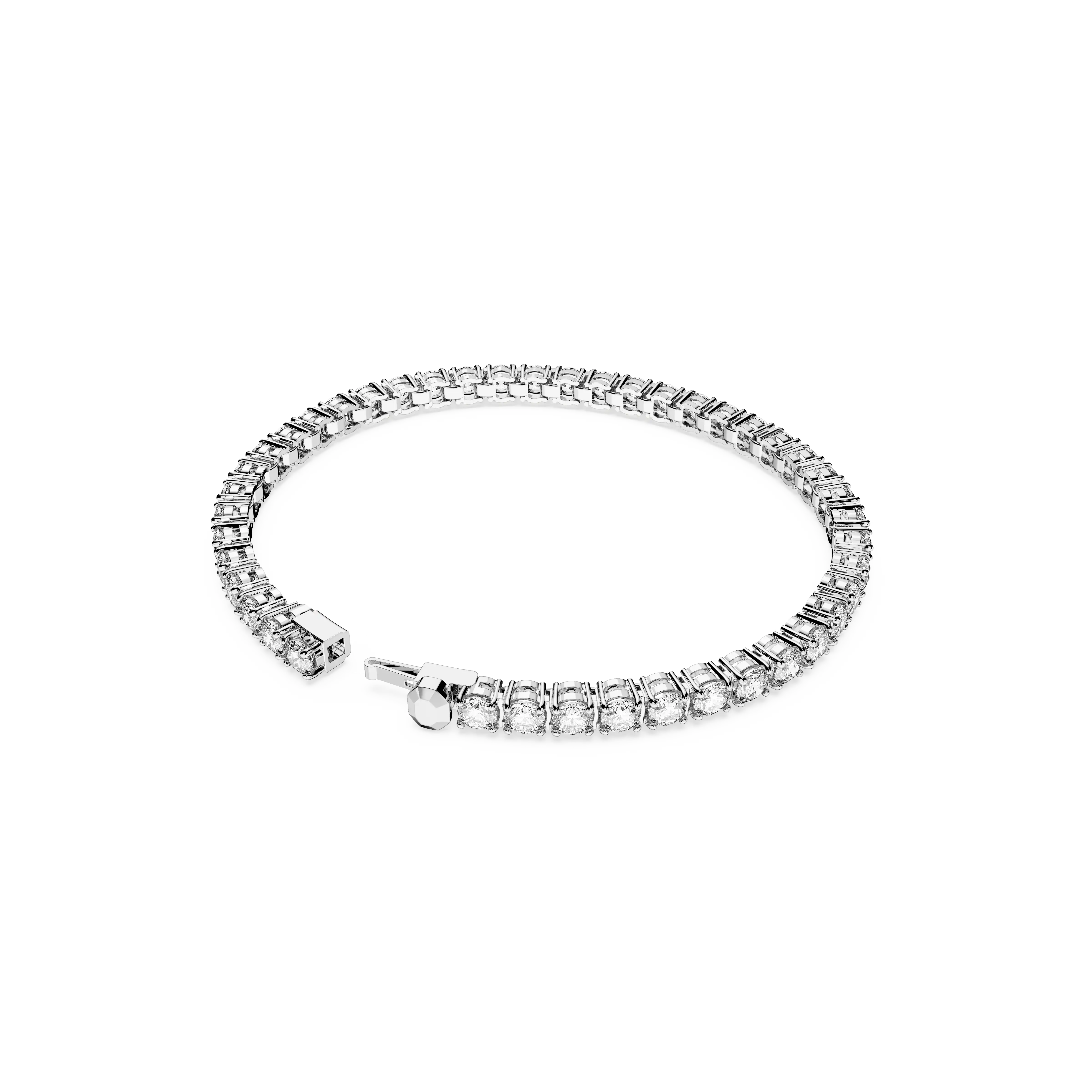 matrix-tennis-bracelet-round-cut-white-rhodium-plated-swarovski-5648936-4.webp