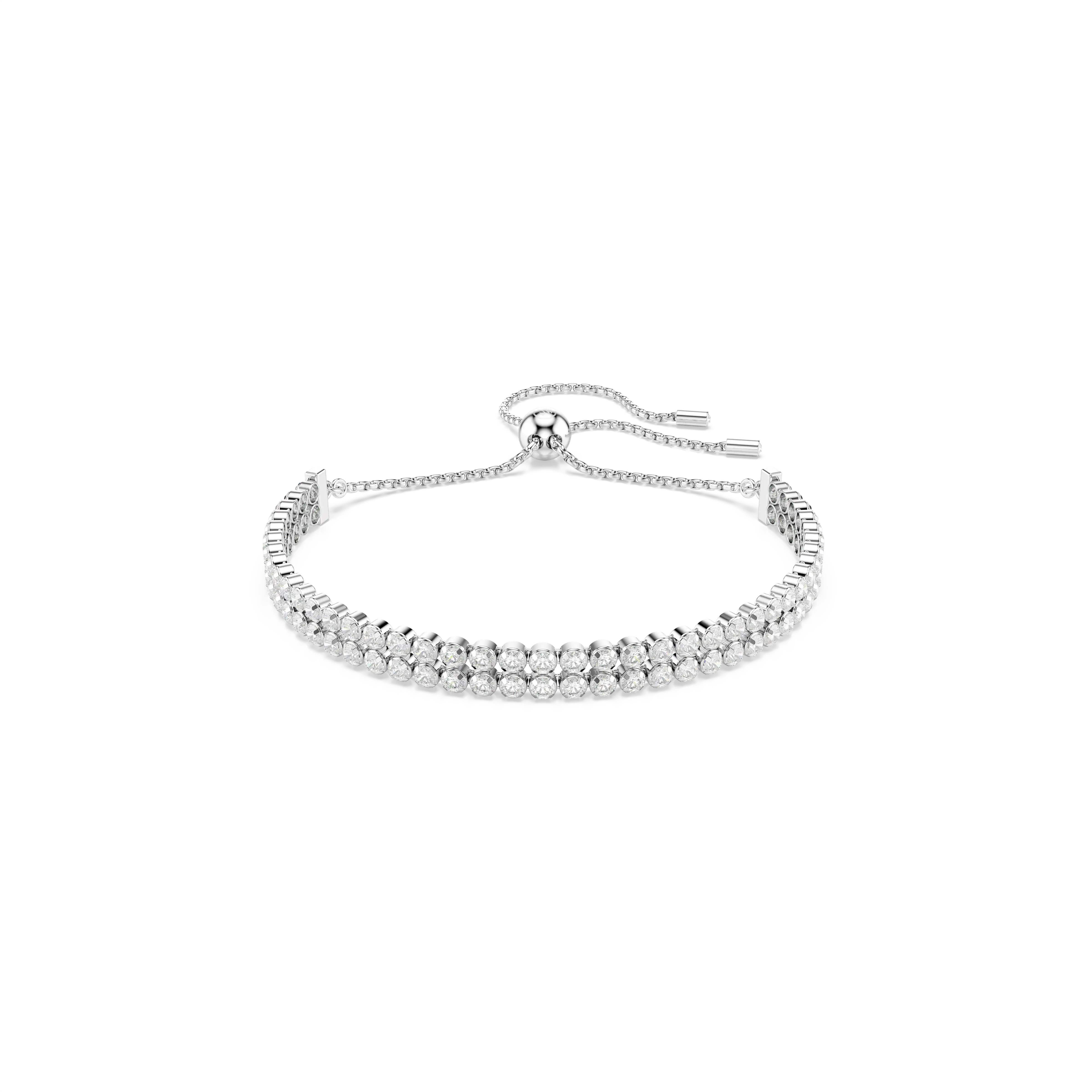 Matrix Tennis bracelet Round cut/White/Rhodium plated
