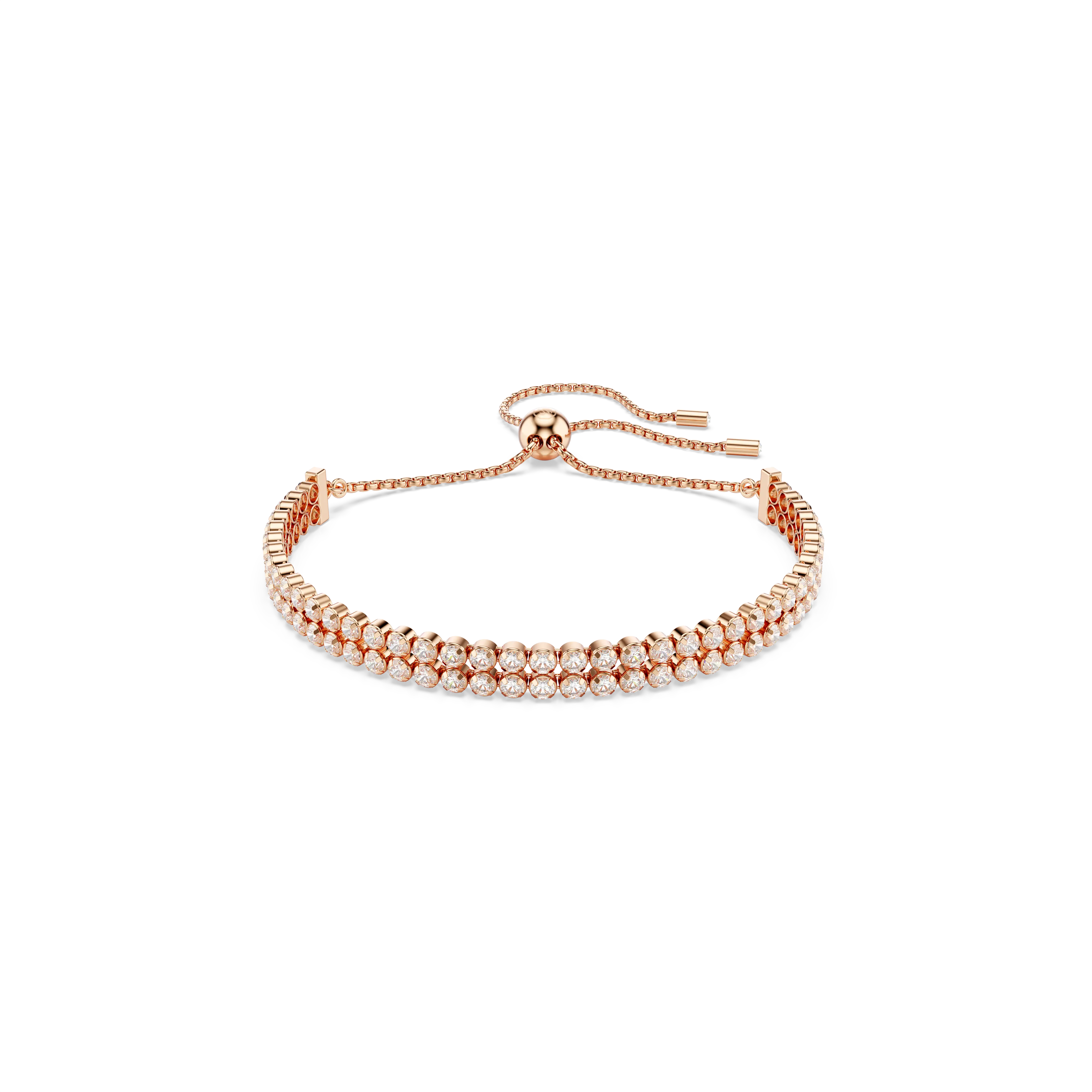 Matrix Tennis bracelet Round cut/White/Rose gold-tone plated
