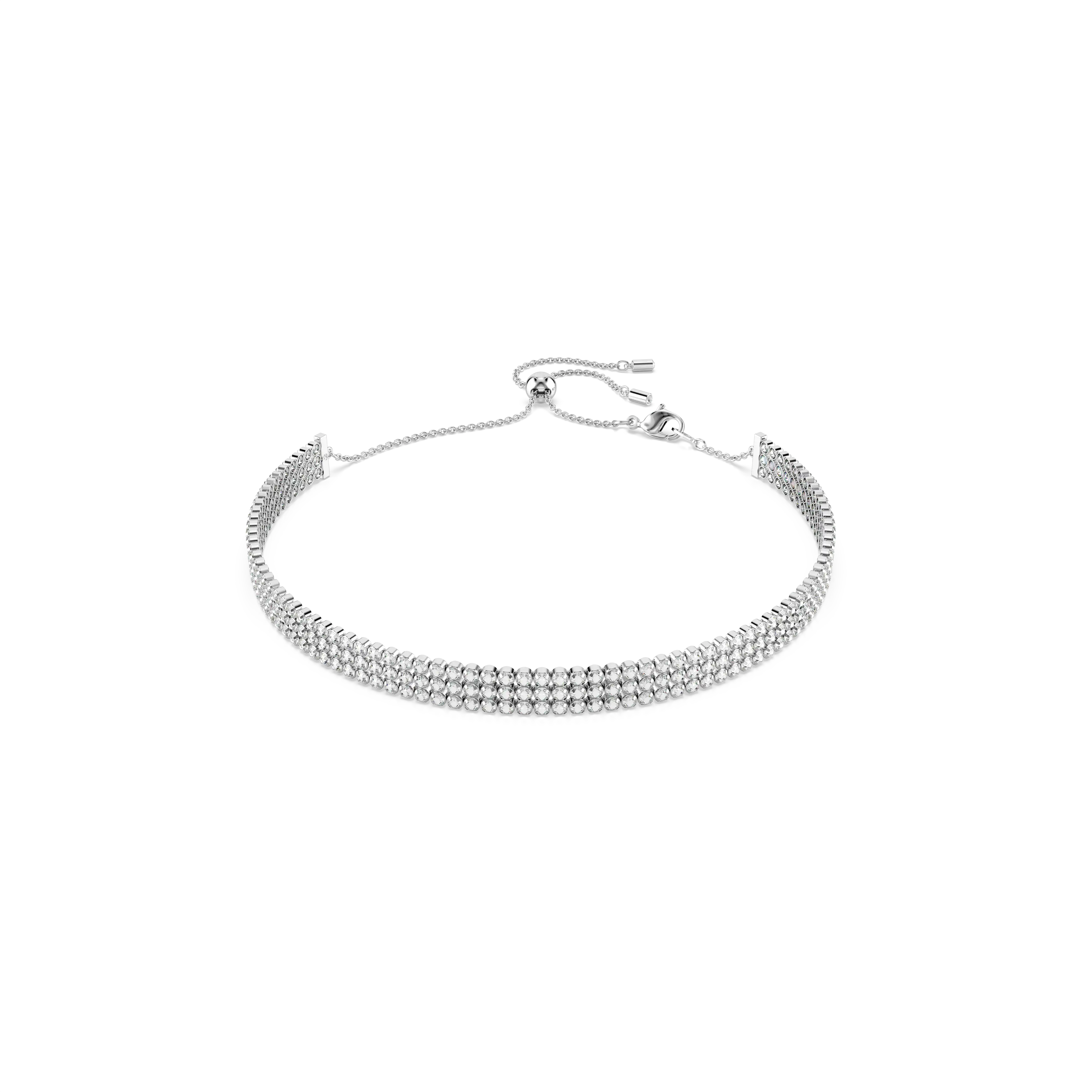 Matrix Tennis choker Round cut/White/Rhodium plated