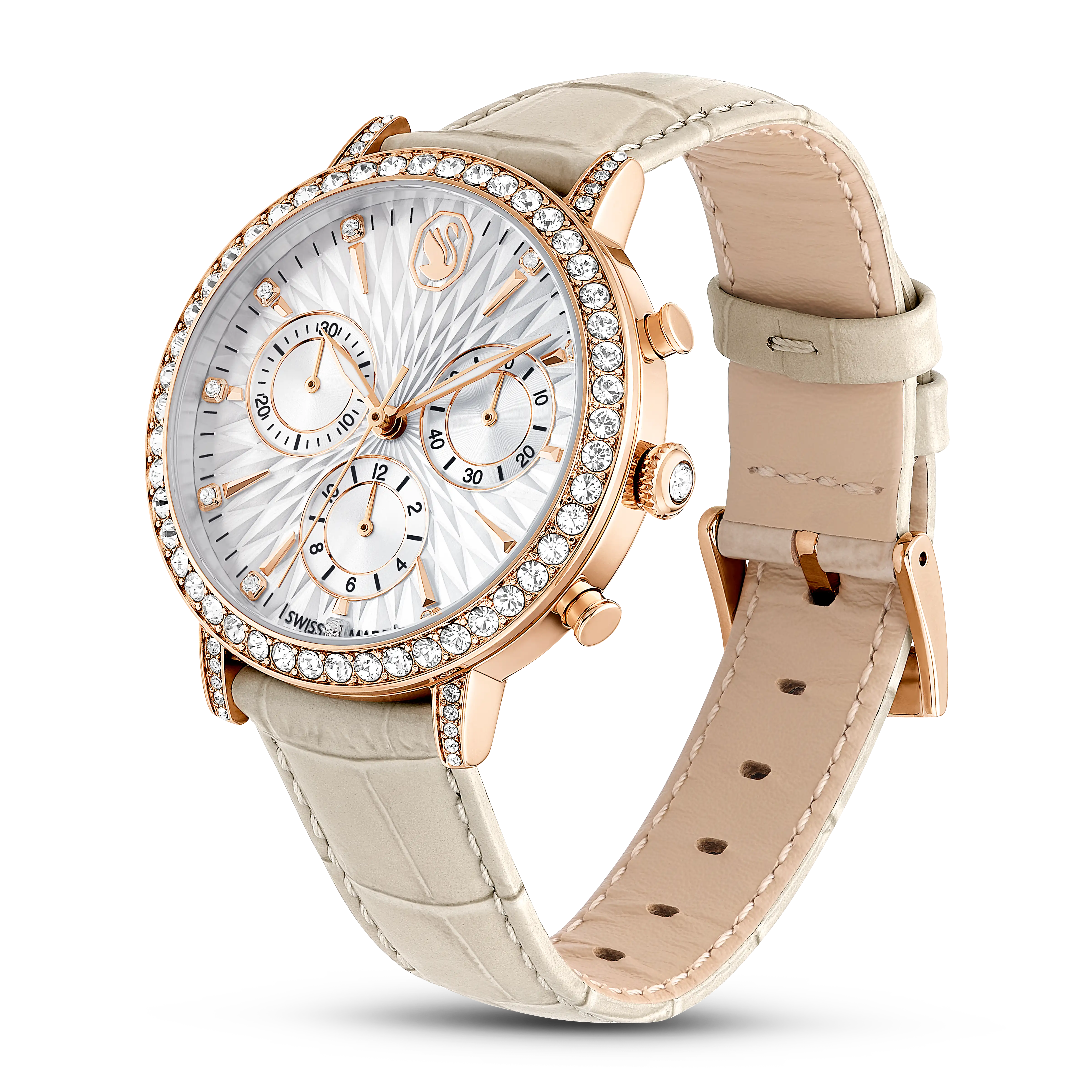 Matrix Tennis Chrono watch Swiss Made/Leather strap/Beige/Rose gold-tone finish